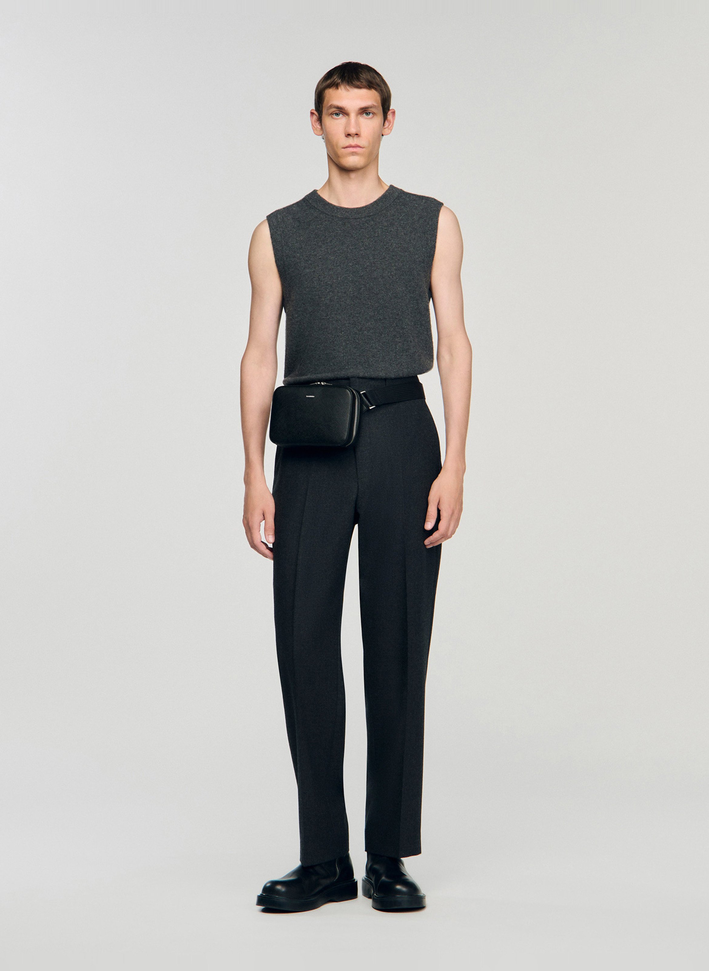 Sac bandoulière en cuir SANDRO Noir