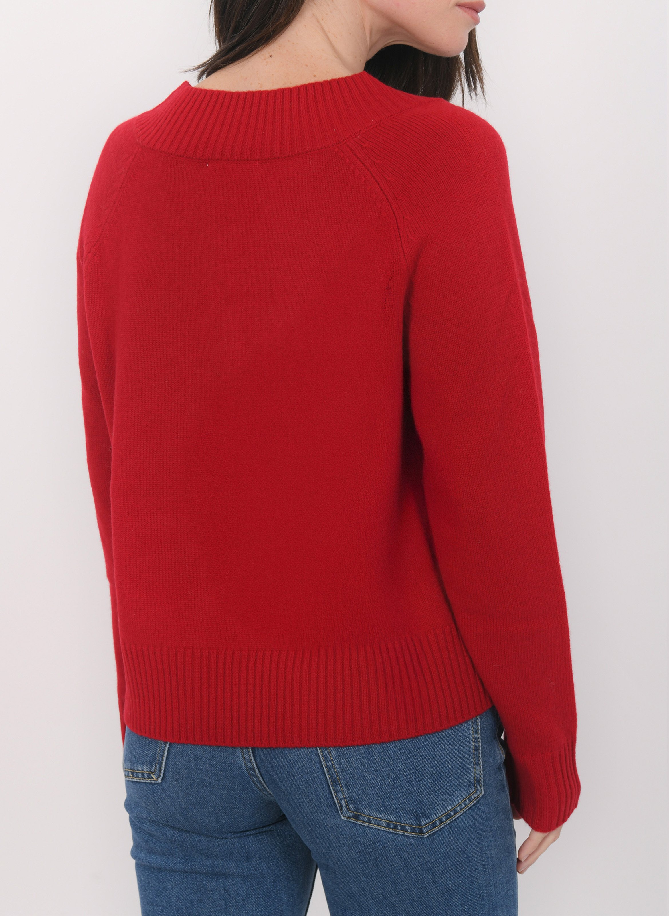 Pull oversize col V en laine et cachemire KOOKAI Rouge