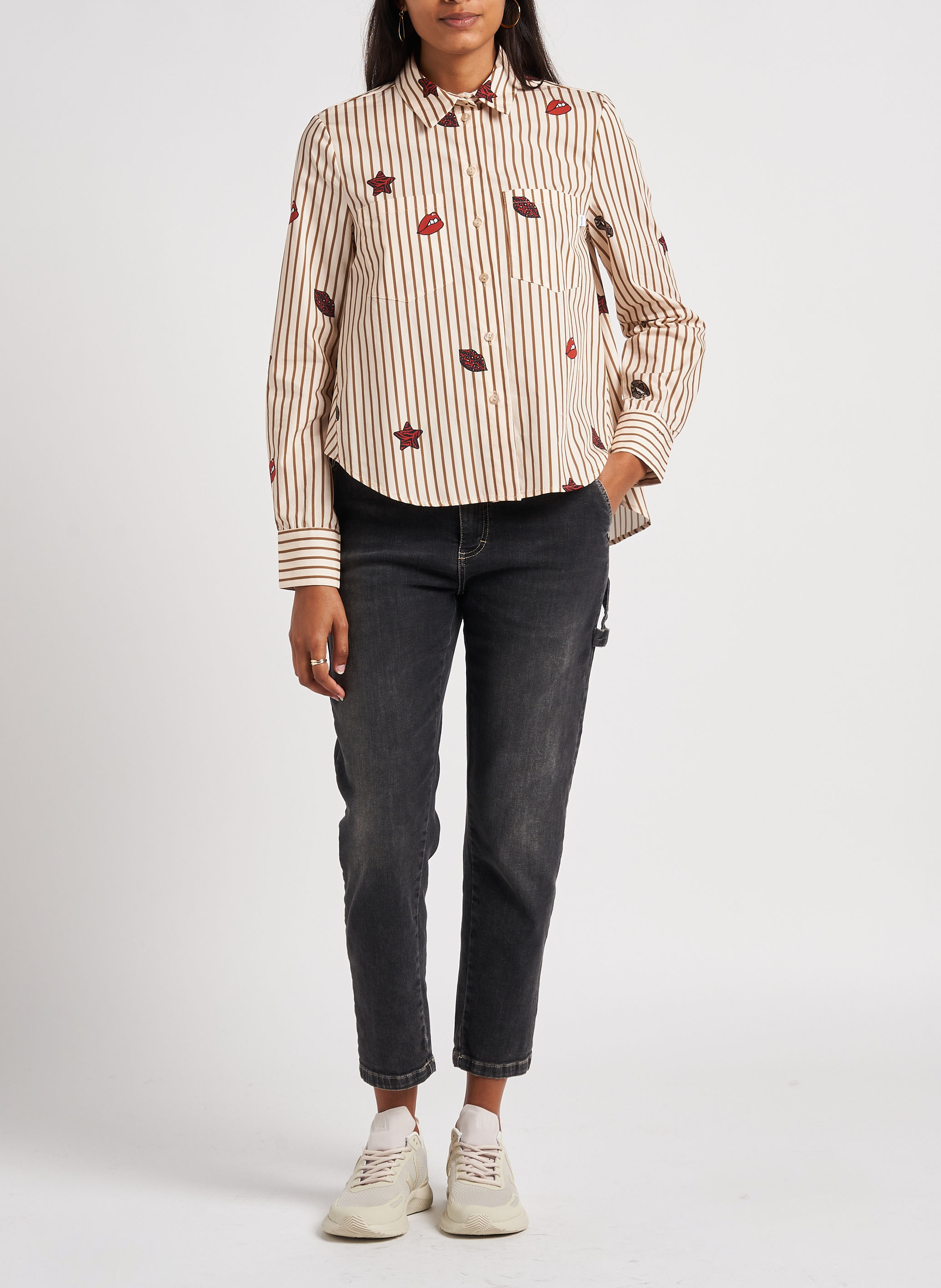 Jean mom en coton stretch  PLEASE Noir