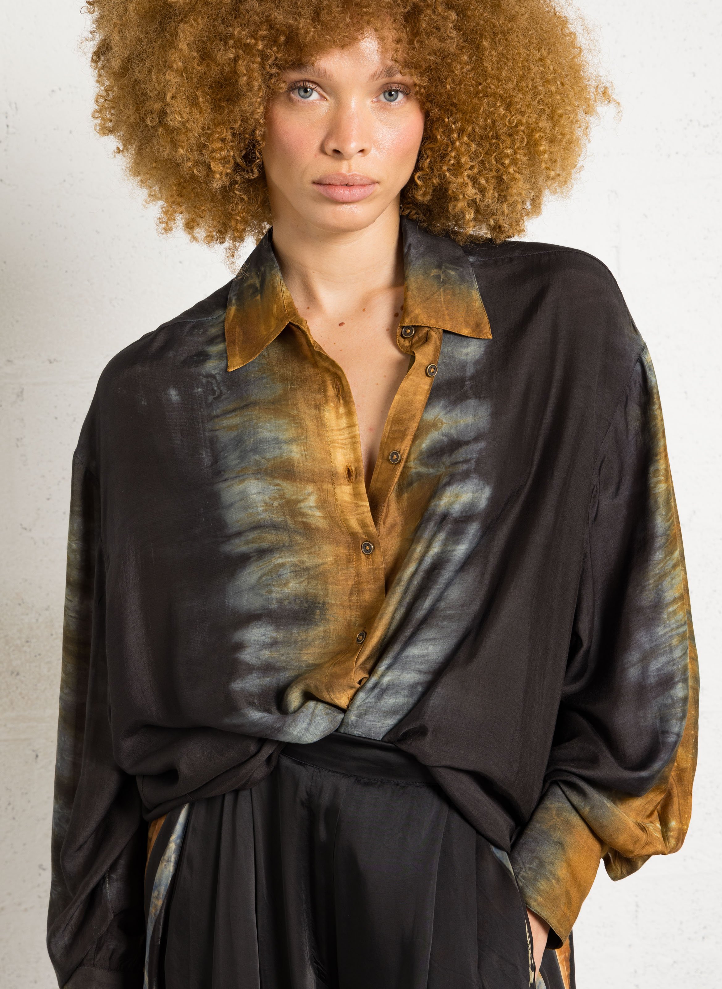 Blouse met klassieke kraag en print MES DEMOISELLES Veelkleurig