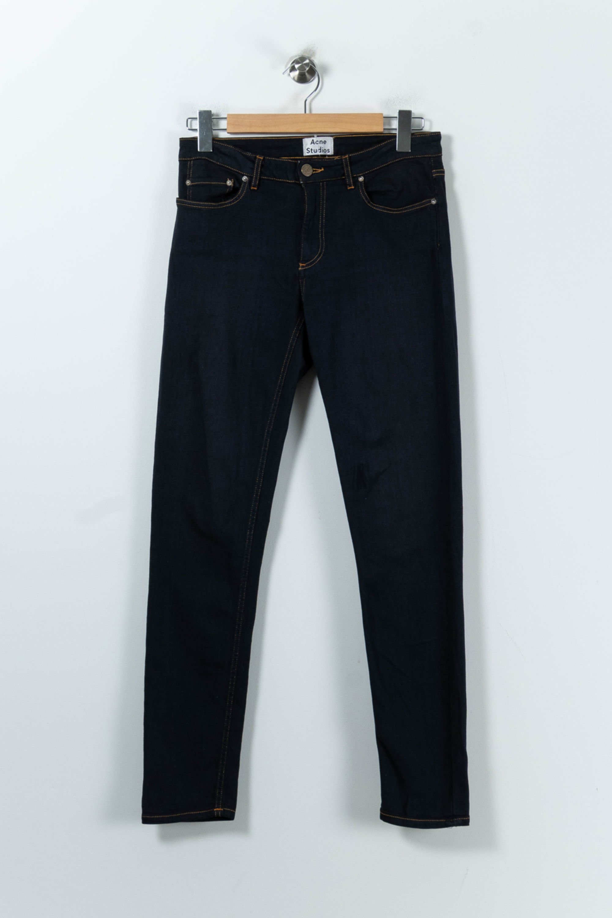 Cropped slim jeans with studs ACNE STUDIOS - Seconde Main Blue