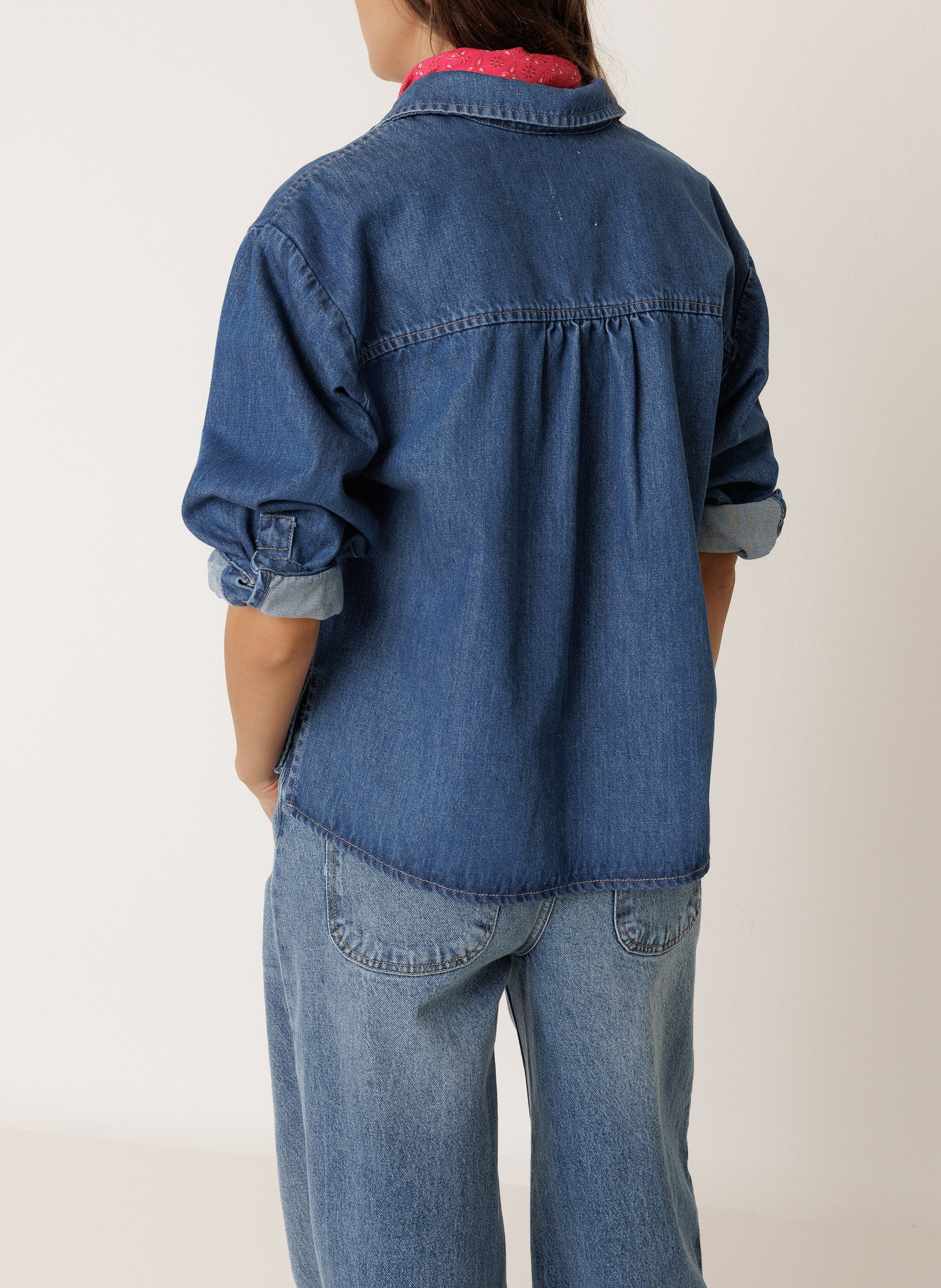 Cotton and linen oversized shirt INDI & COLD Blue