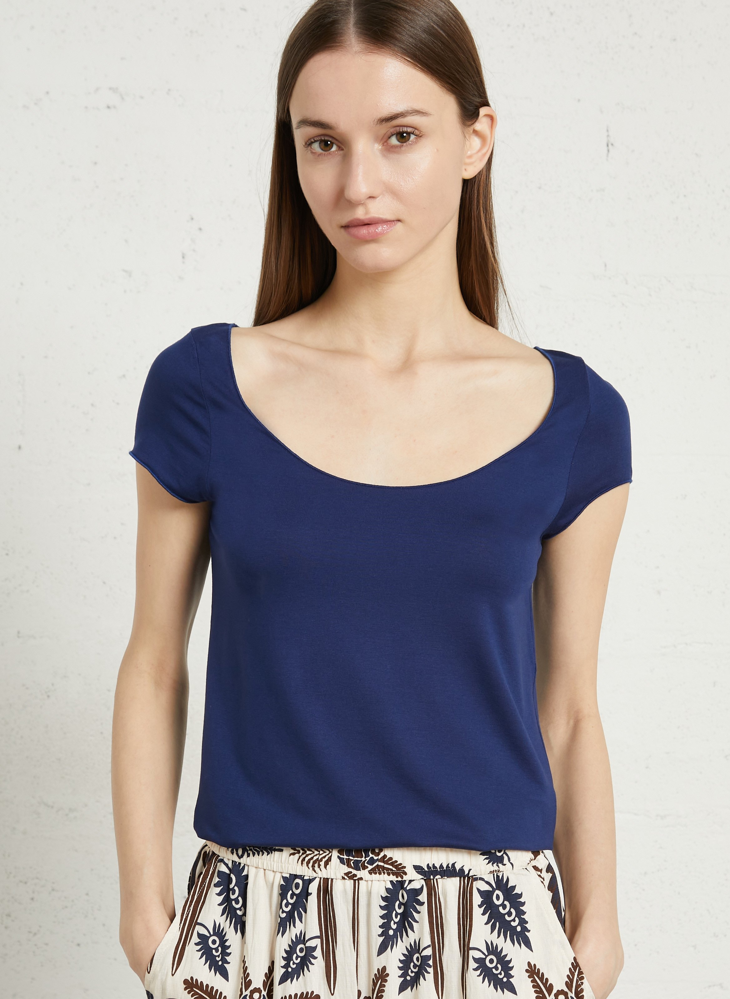 Tee-shirt droit manches courtes chiné MAJESTIC FILATURES