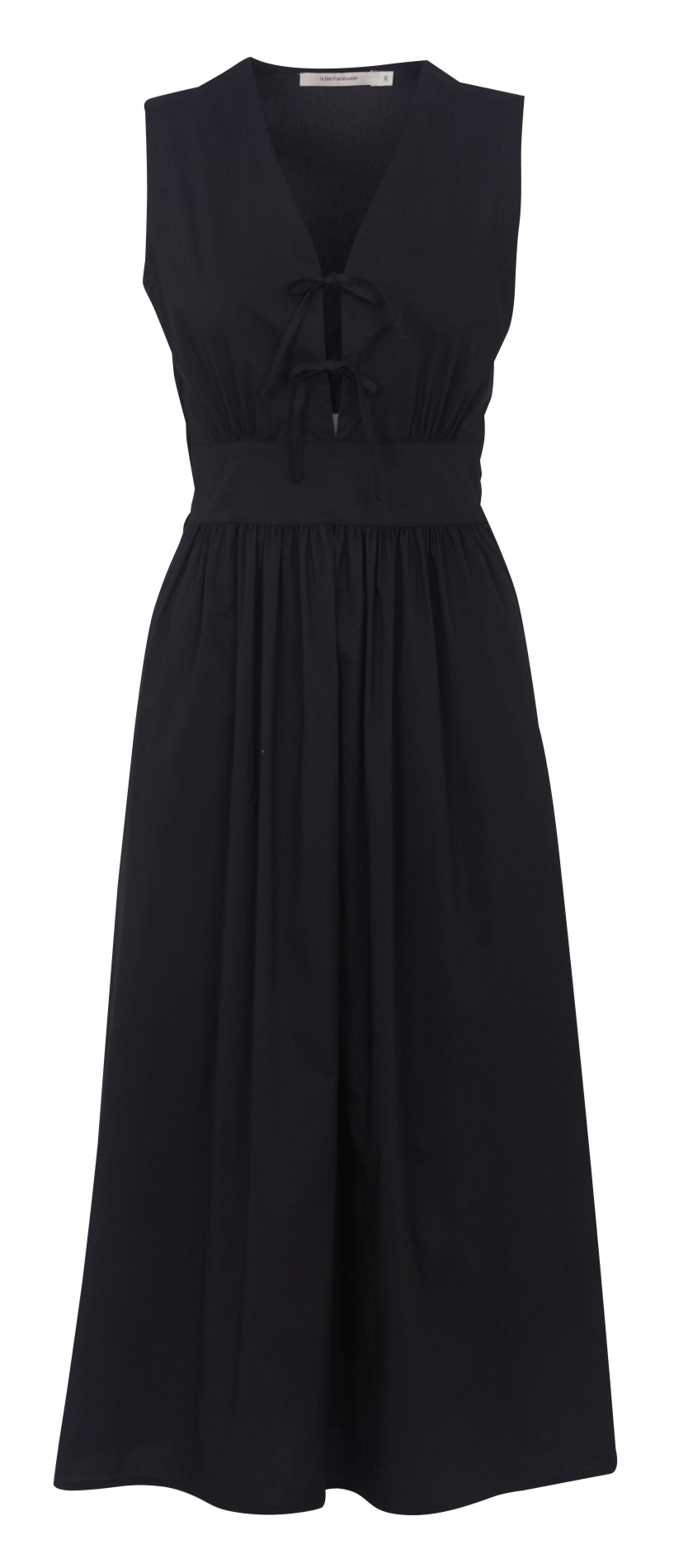 Halflange jurk met V-hals - katoenblend LA FEE MARABOUTEE Zwart