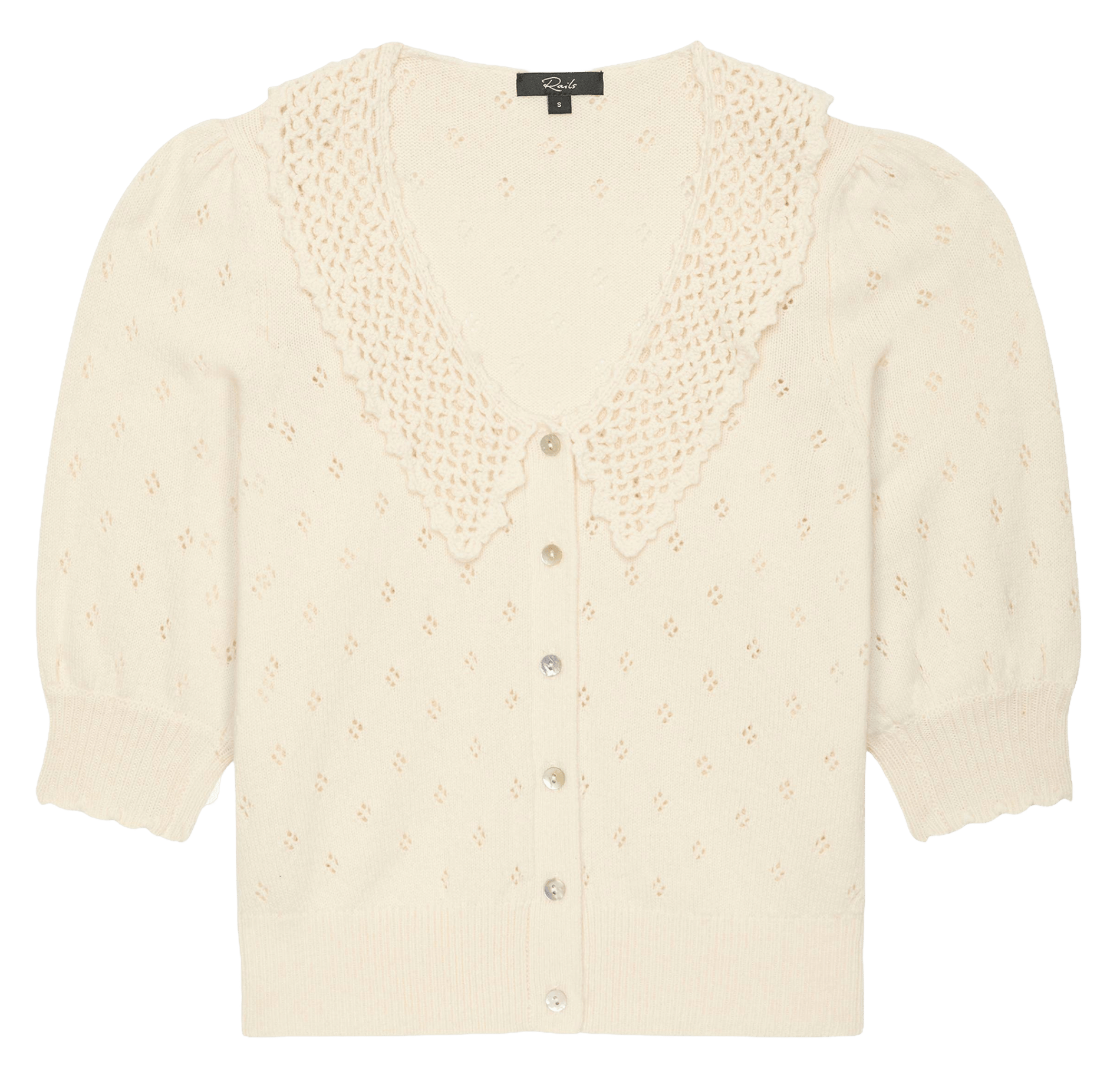 Gerade geschnittene Strickjacke mit V-Ausschnitt RAILS Weiss