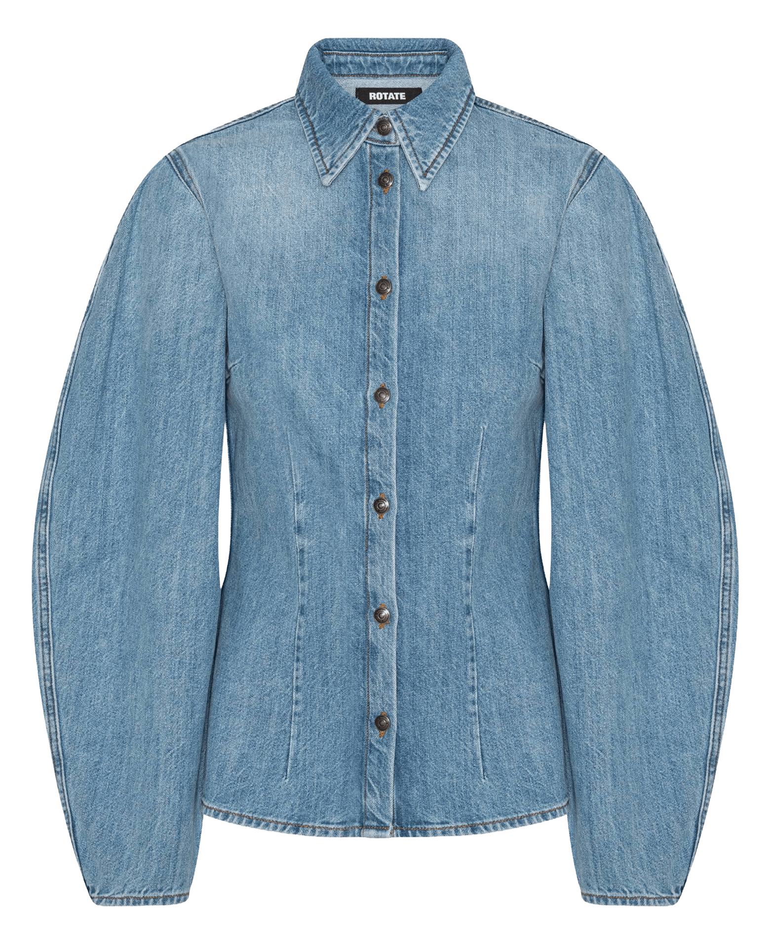 Taillierte Bio-Baumwollbluse ROTATE Blau