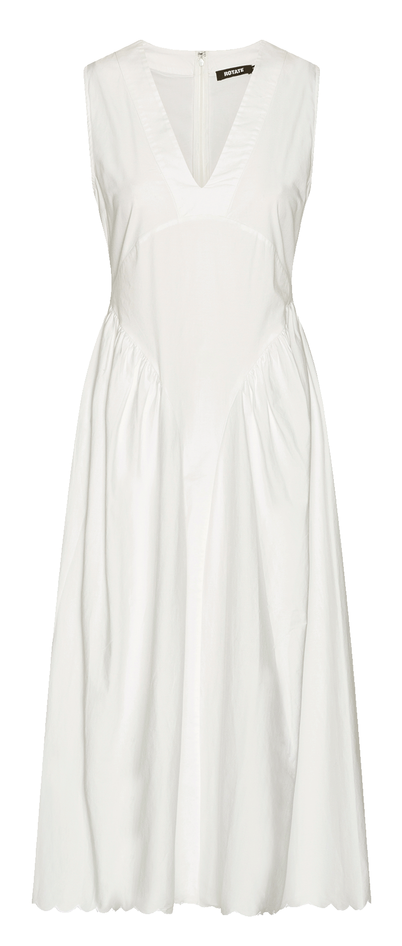 Robe longue col V ample unie ROTATE Blanc