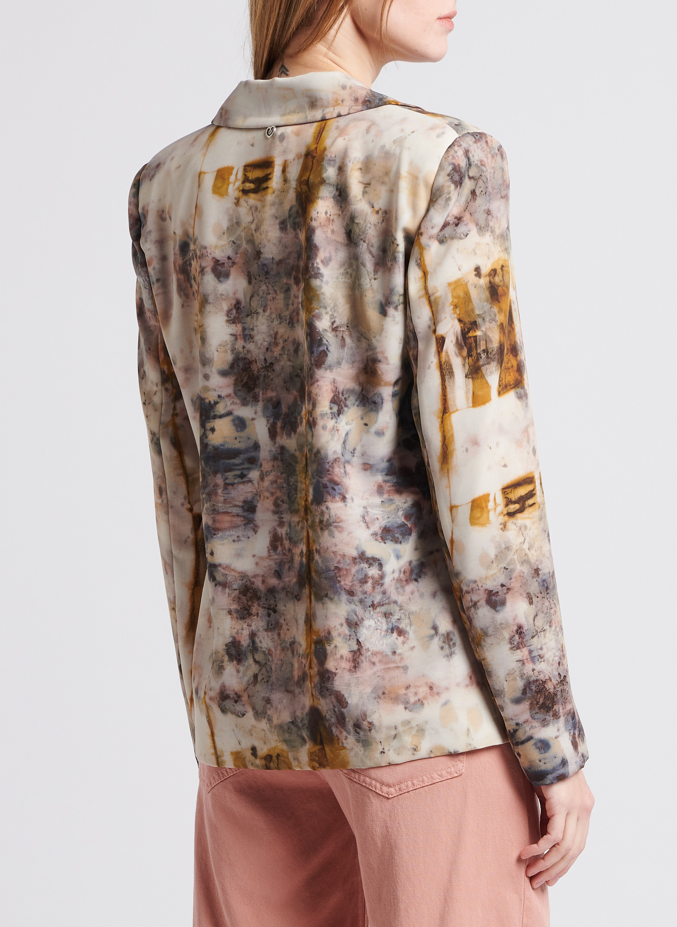 Veste de tailleur droite à imprimée PLEASE Beige