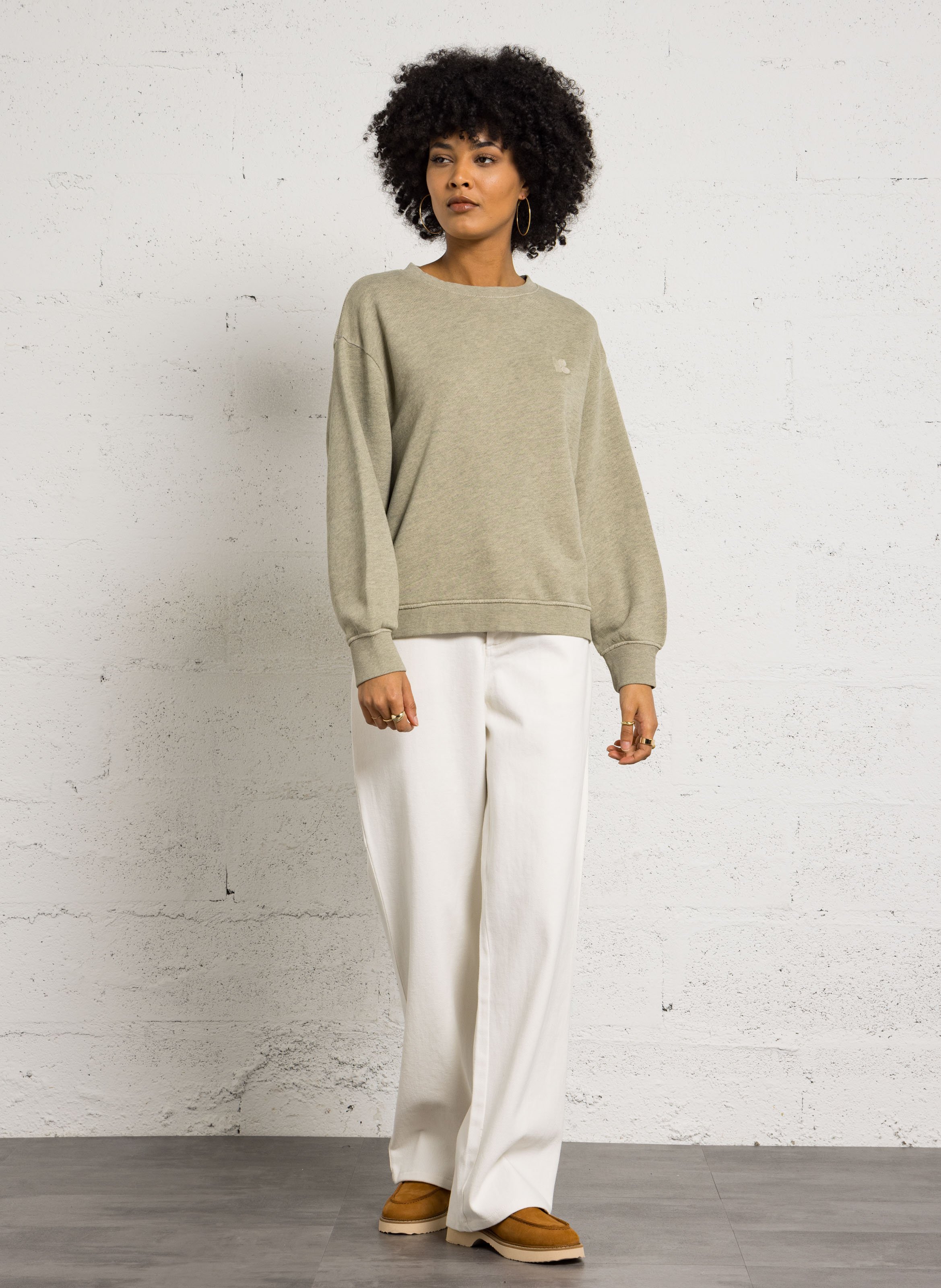 Oversized marled sweatshirt with monogram embroidery MAISON 123 Green