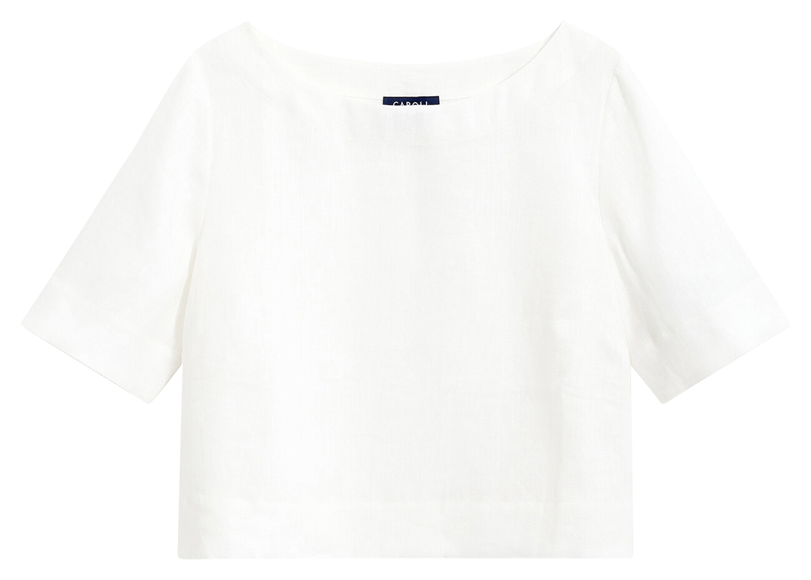 Blouse droite col bateau en lin CAROLL Blanc