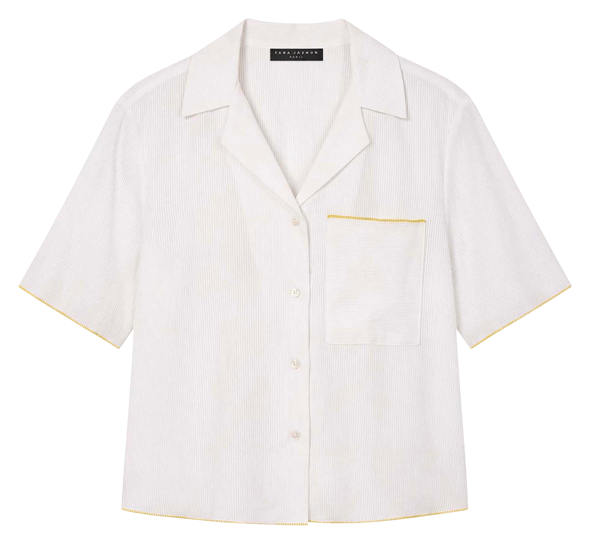 Chemise droite col cubain en coton TARA JARMON Beige