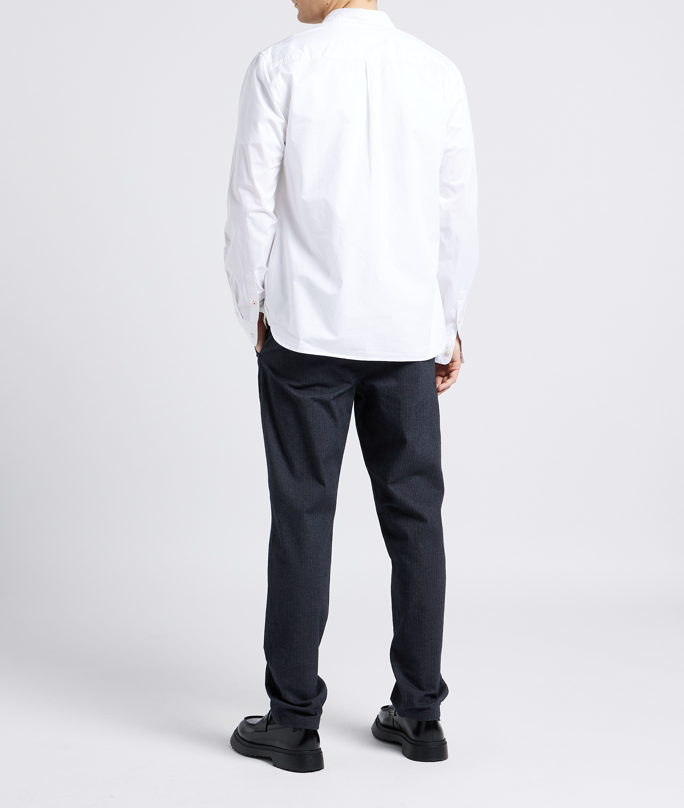 Rechte blouse van biokatoen met klassieke kraag KNOWLEDGE COTTON APPAREL Wit