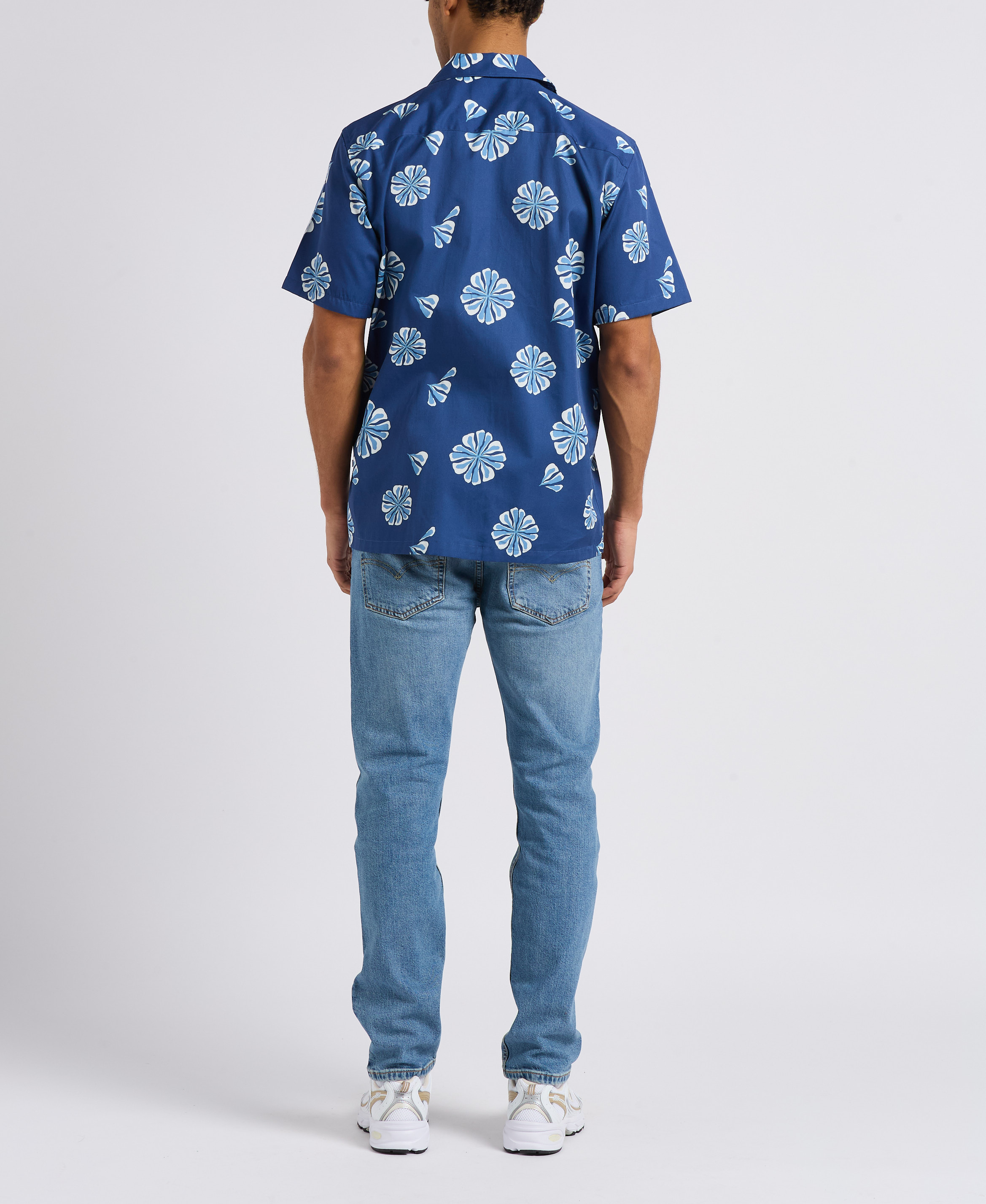 Printed cotton shirt with Cuban collar MINIMUM Blue