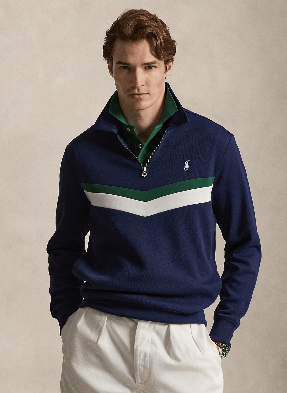 Straight fit sweatshirt with classic collar in blended cotton POLO RALPH LAUREN Blue