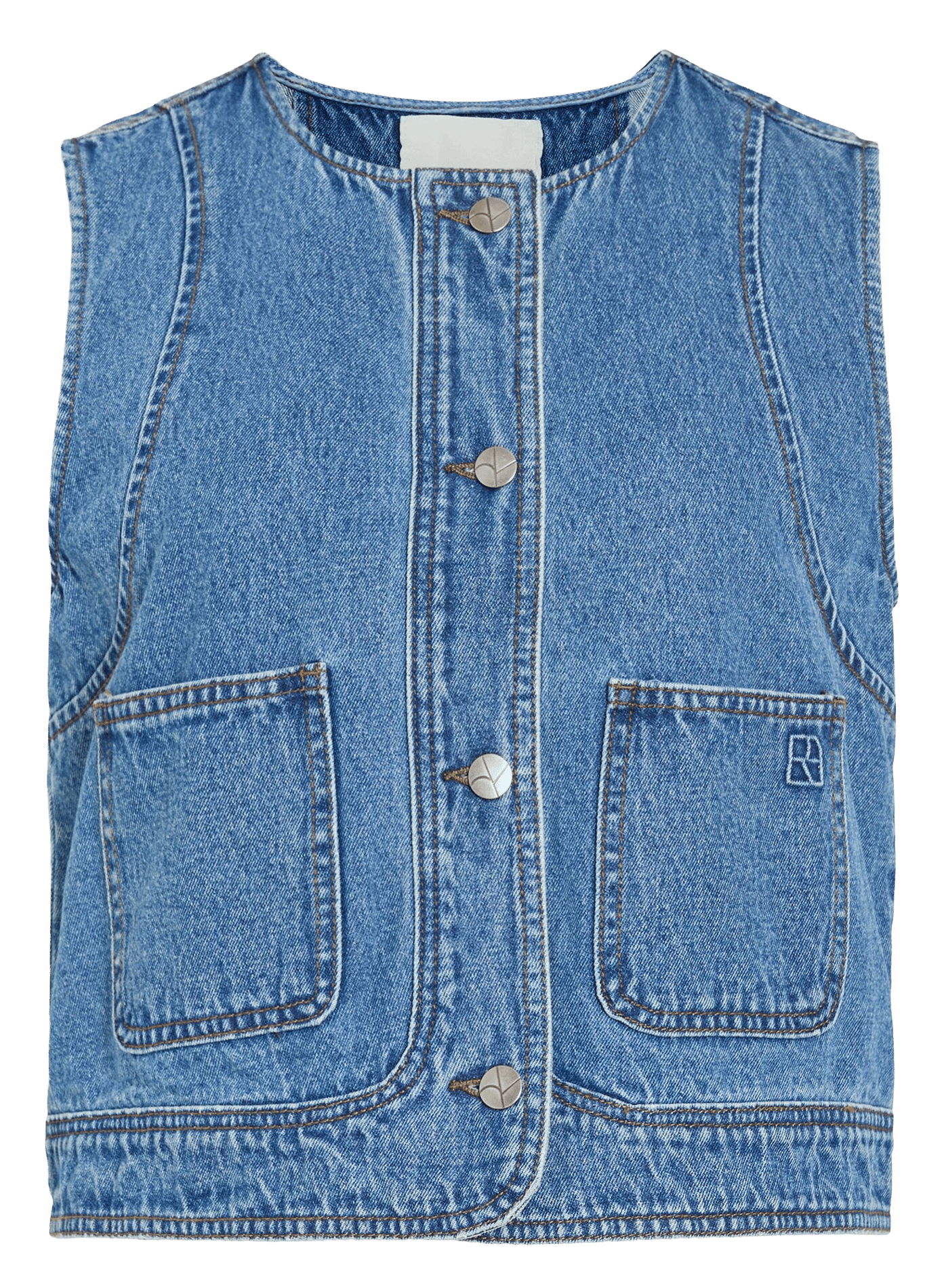 Veste droite col rond en coton et coton recyclé ROUGE EDIT Bleu