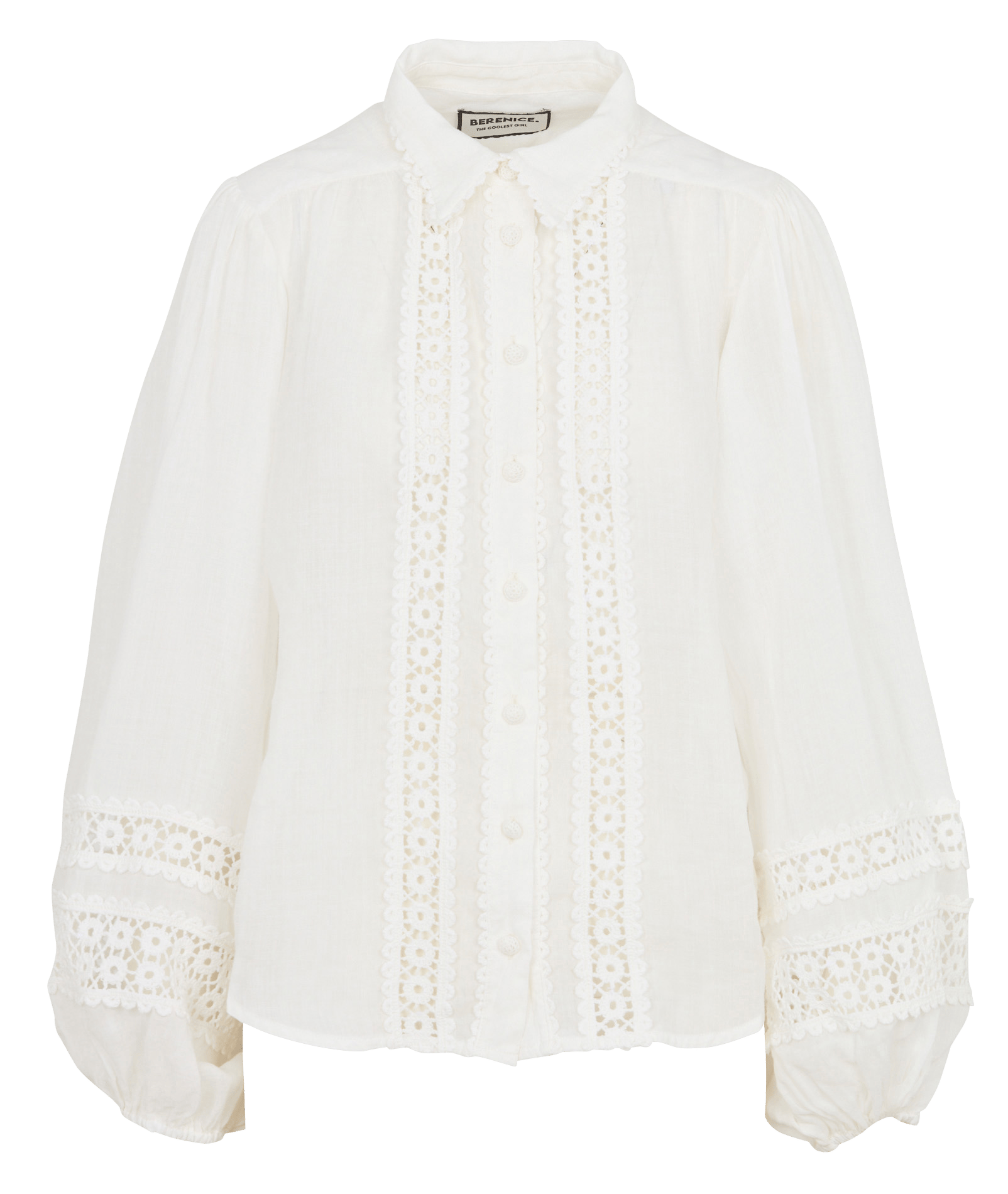 Embroidered shirt with classic collar BERENICE White