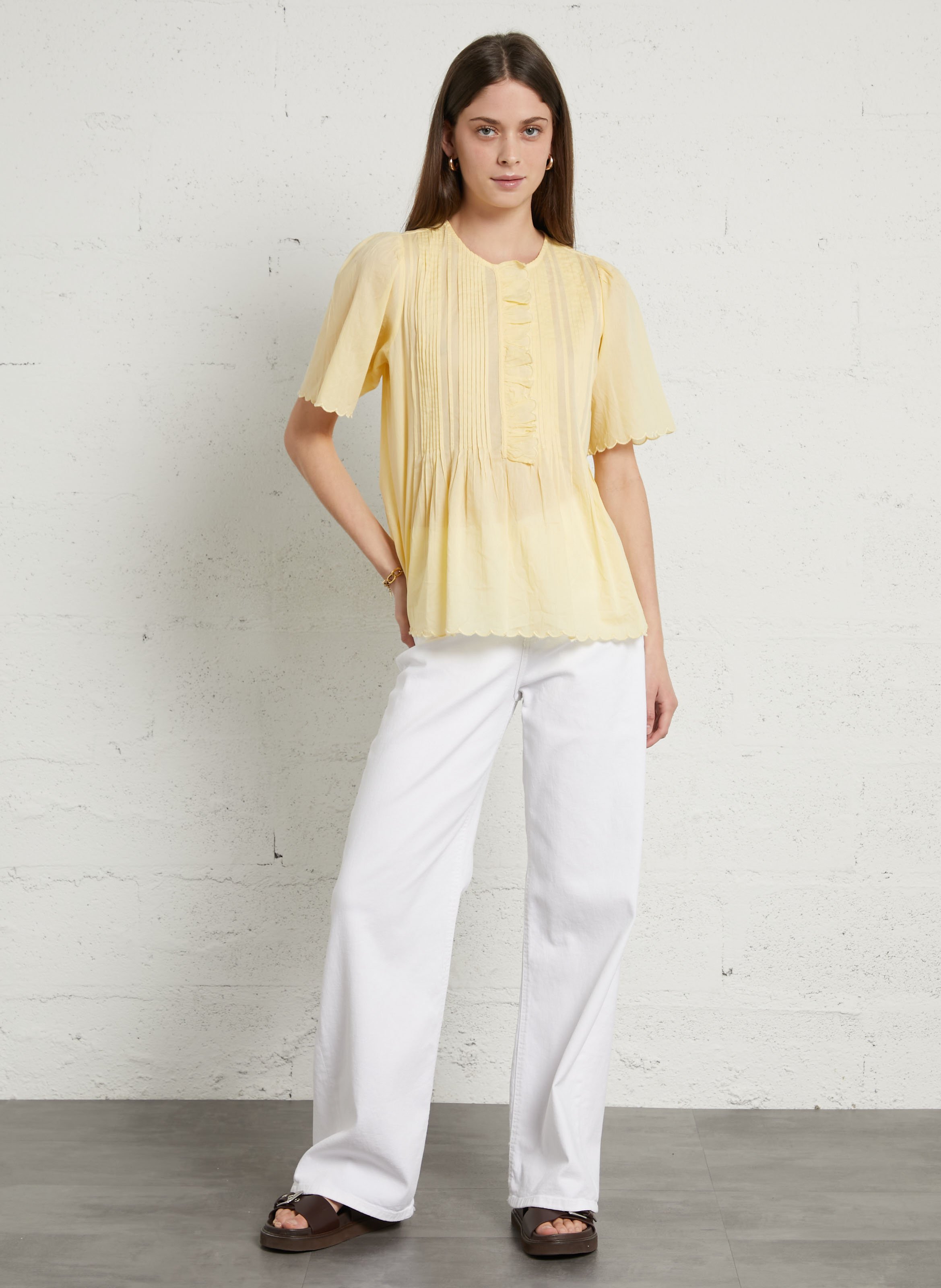 Cotton-blend wide-leg jeans SUD EXPRESS White