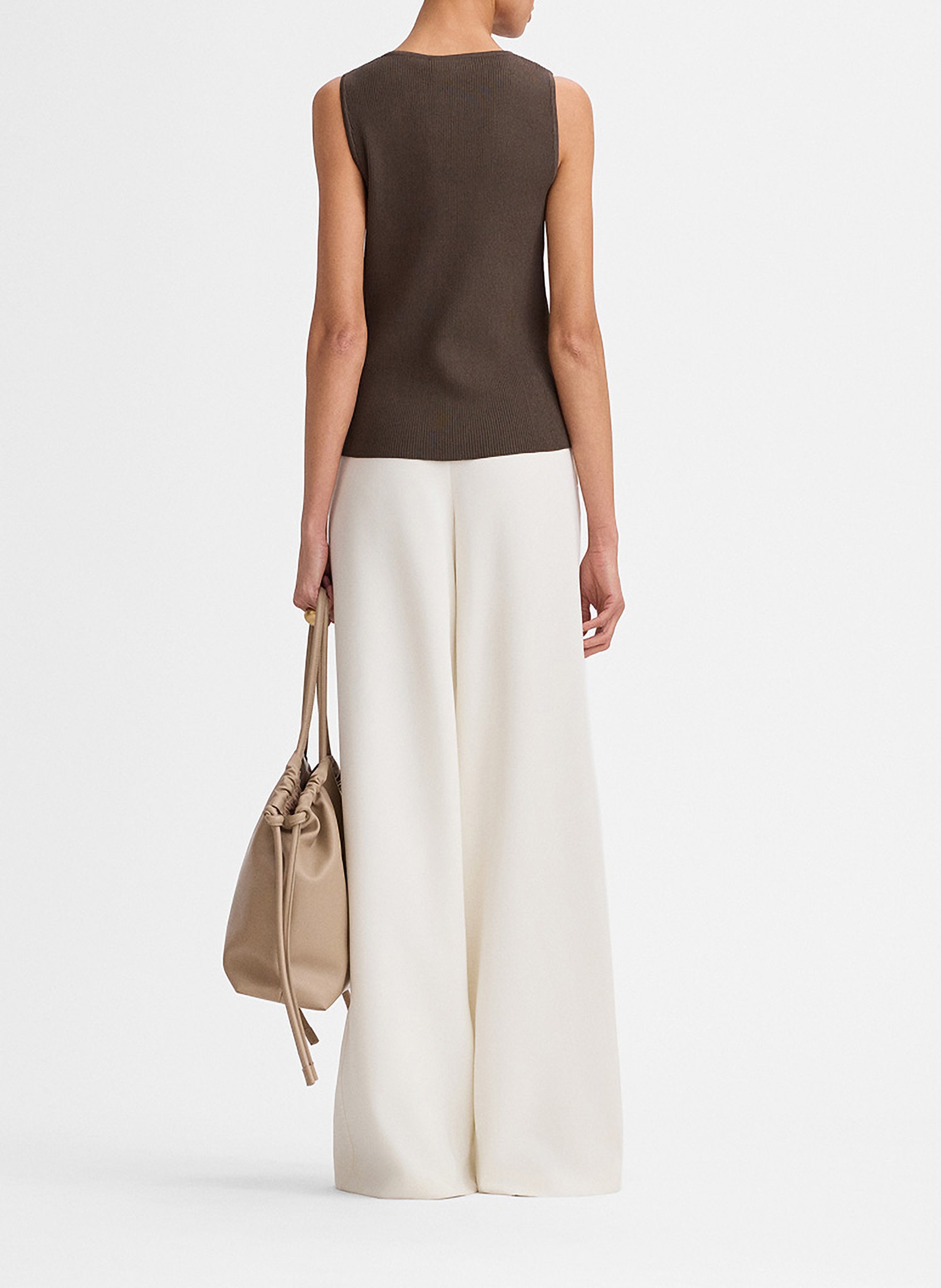 Rechte top van tricot met ronde hals SIMORRA Bruin
