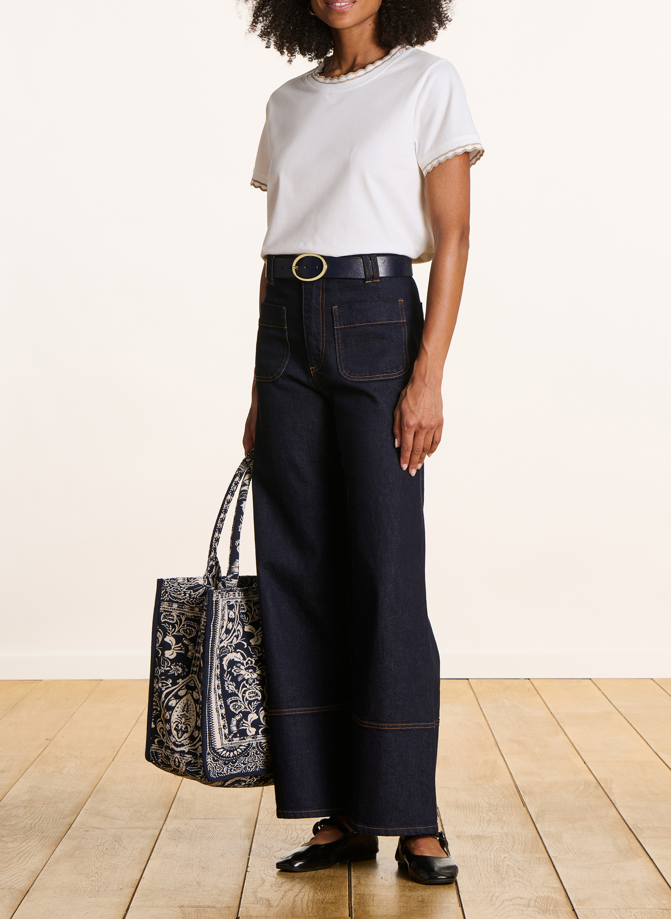 Straight-cut organic cotton T-shirt LA FEE MARABOUTEE White