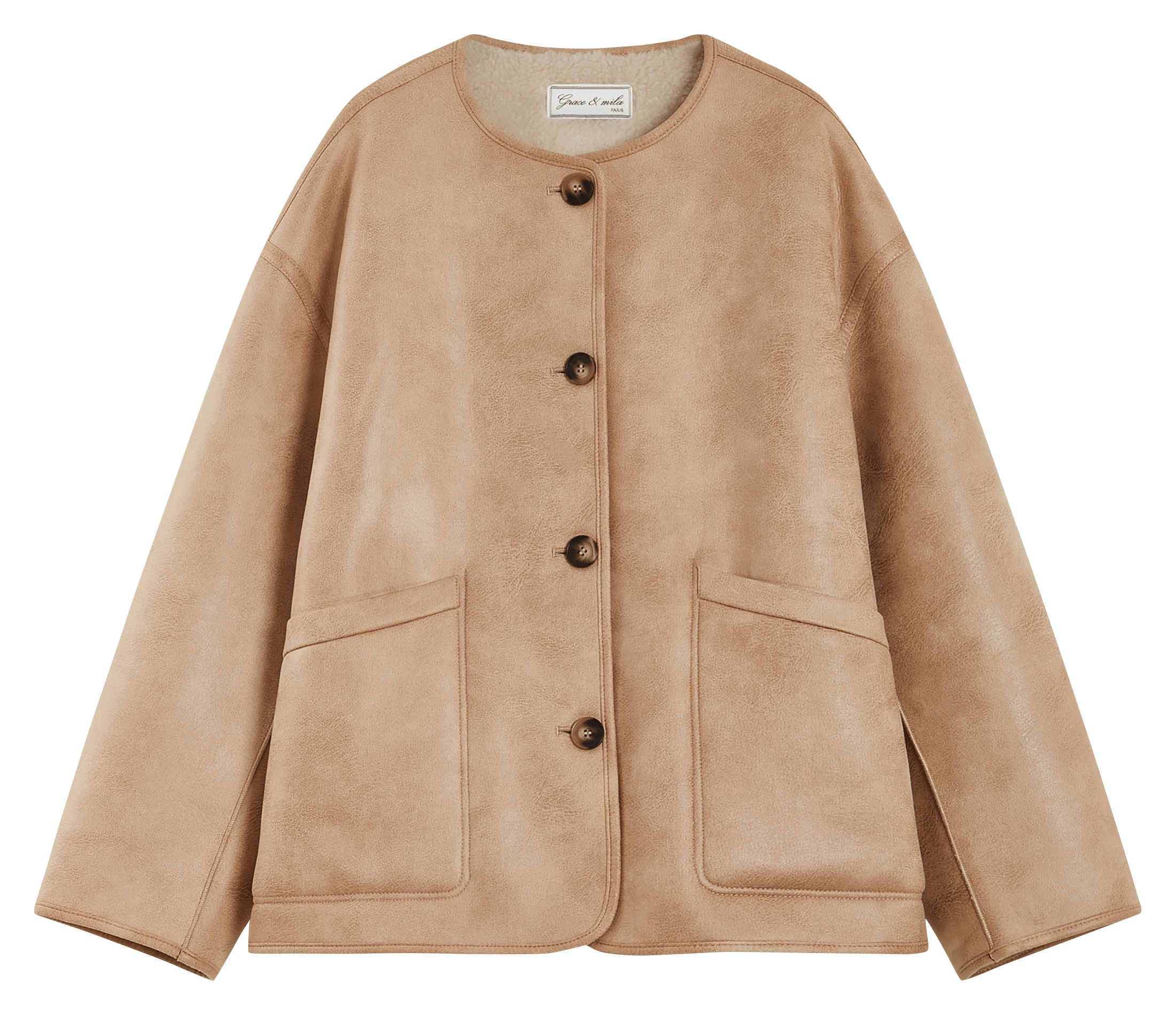 Weit geschnittener, zweifarbig umkehrbarer Mantel GRACE ET MILA Beige