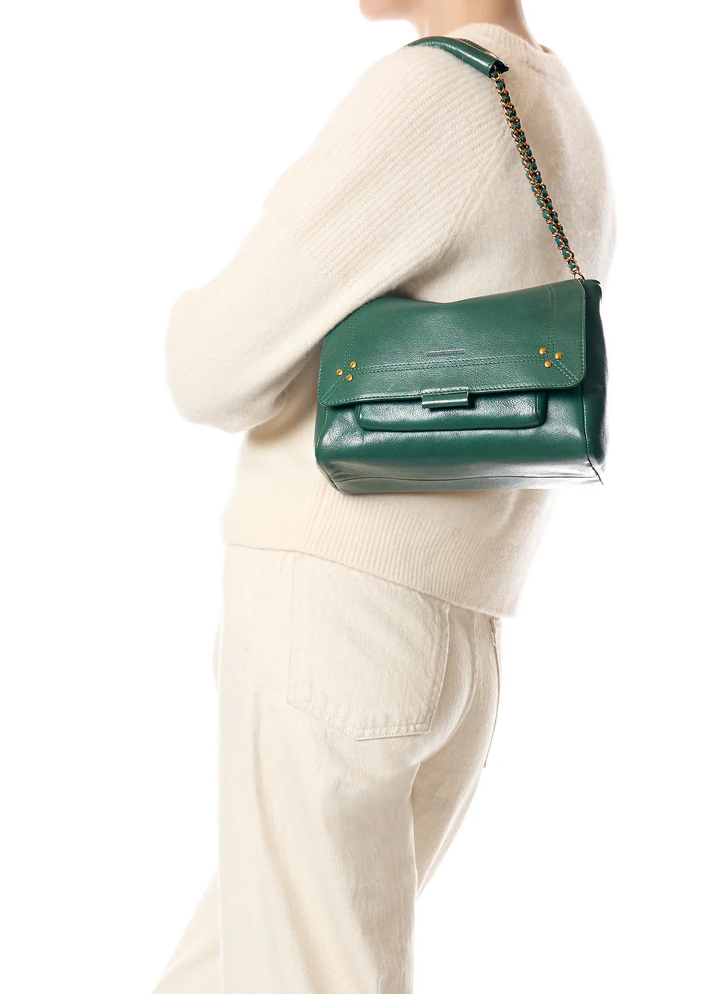 Dori leather shoulder bag JEROME DREYFUSS Khaki