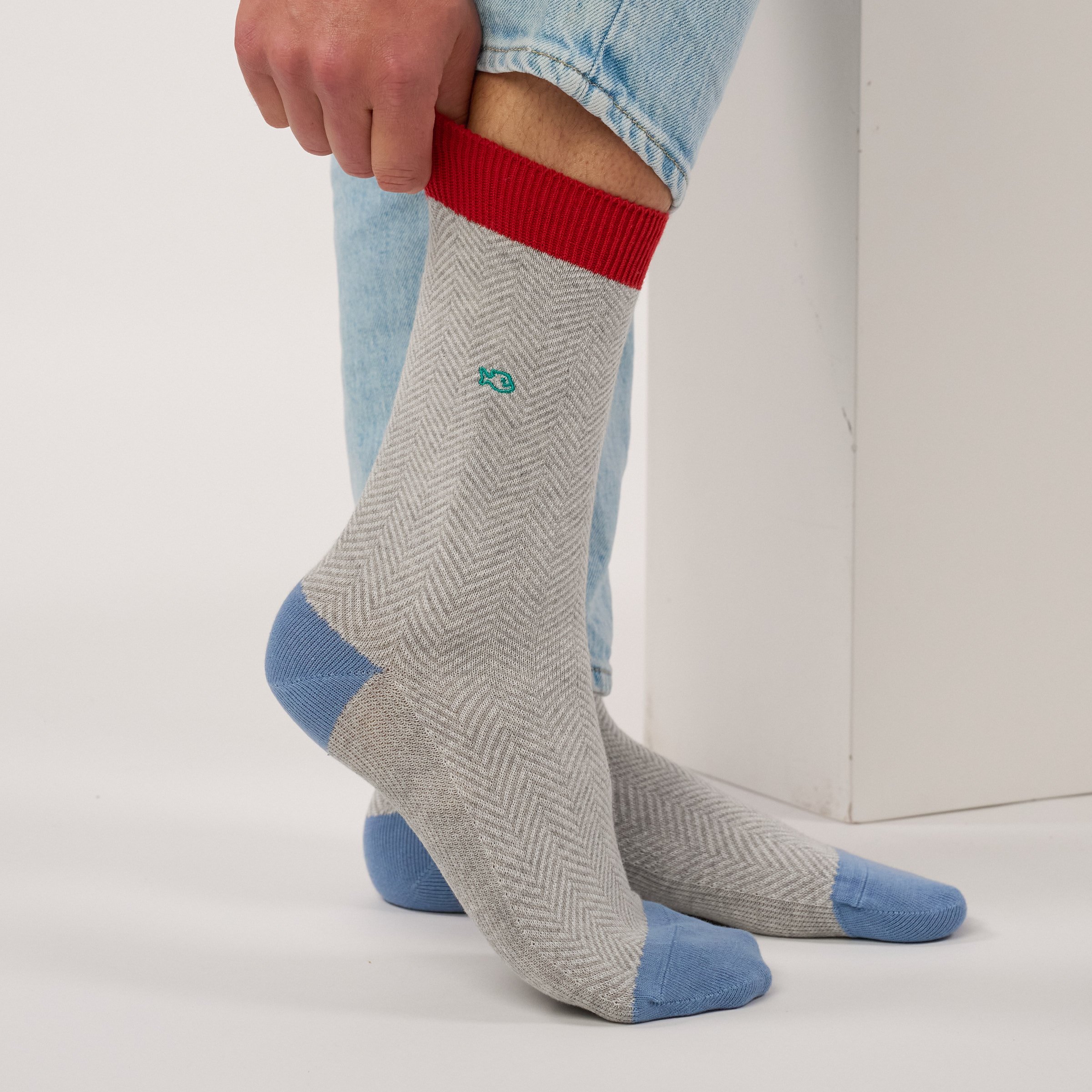 Combed cotton herringbone socks | Grey BILLYBELT Men