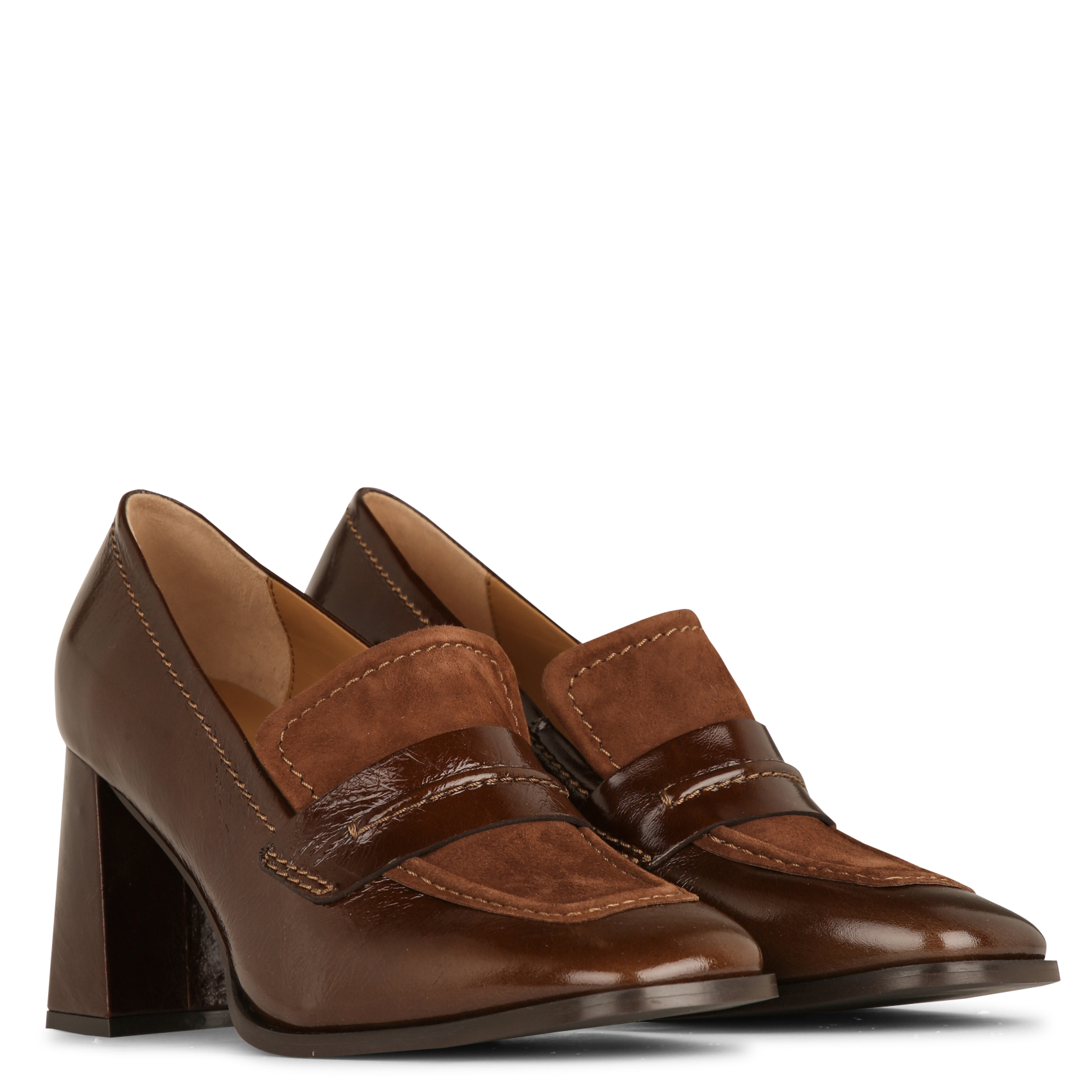 Mocassins à talons hauts en cuir MAISON 123 Marron