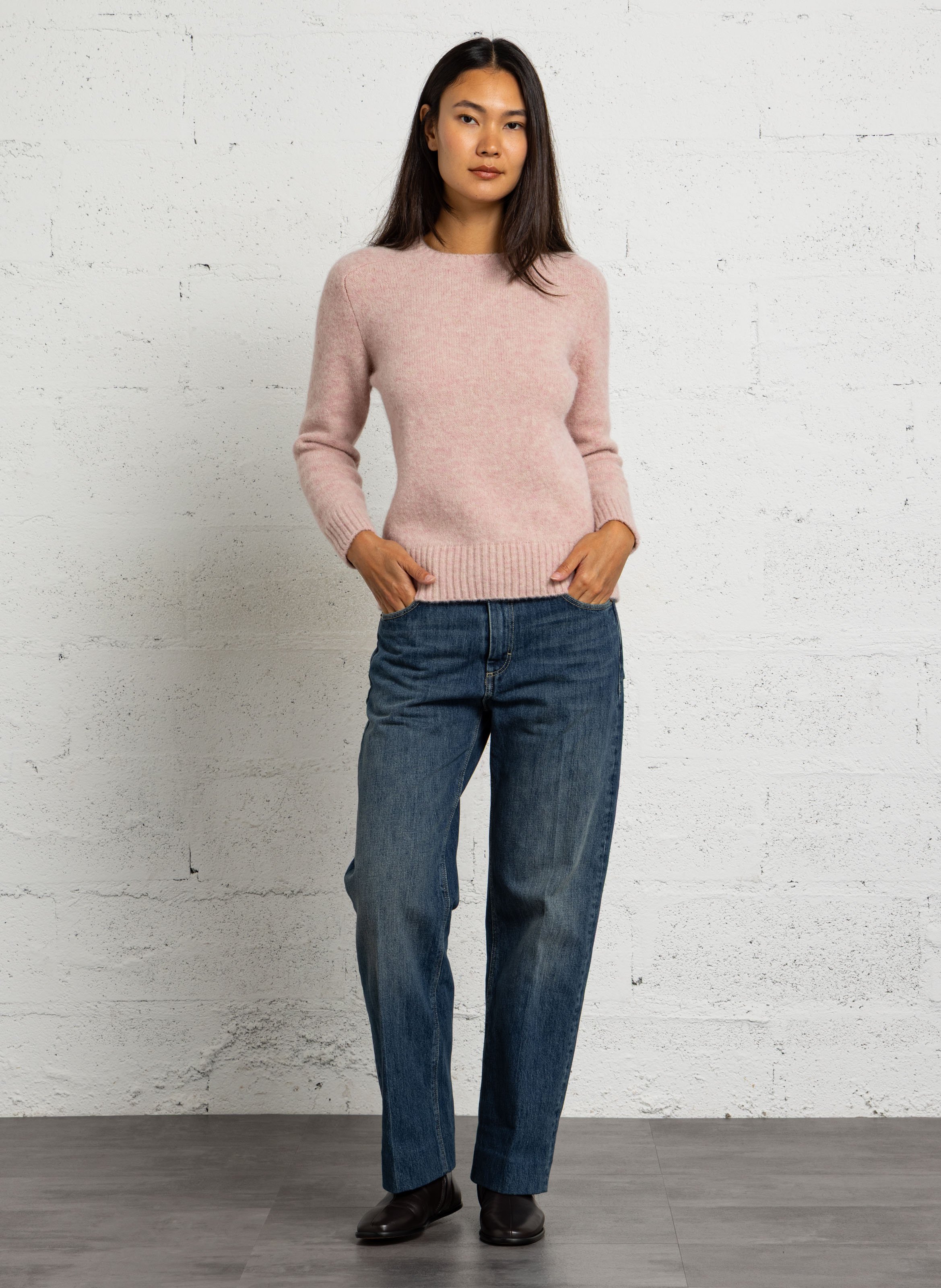 Oversize round-neck knit sweater SOEUR Pink
