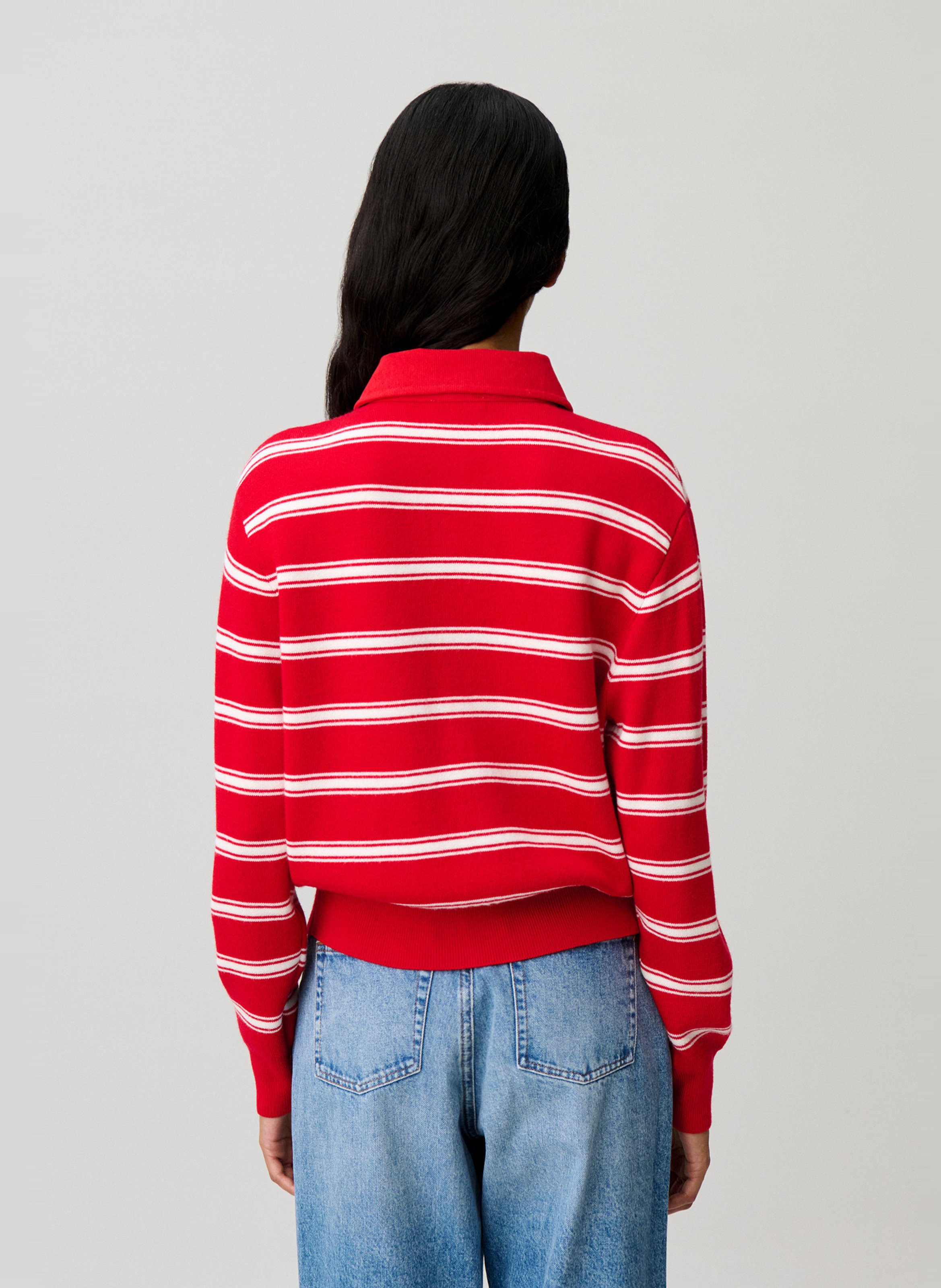 Cardigan col classique à rayures | Rouge CLAUDIE PIERLOT Femme