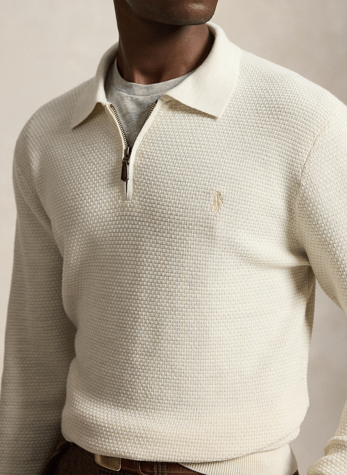 Wollpullover mit Reißverschlusskragen POLO RALPH LAUREN Beige