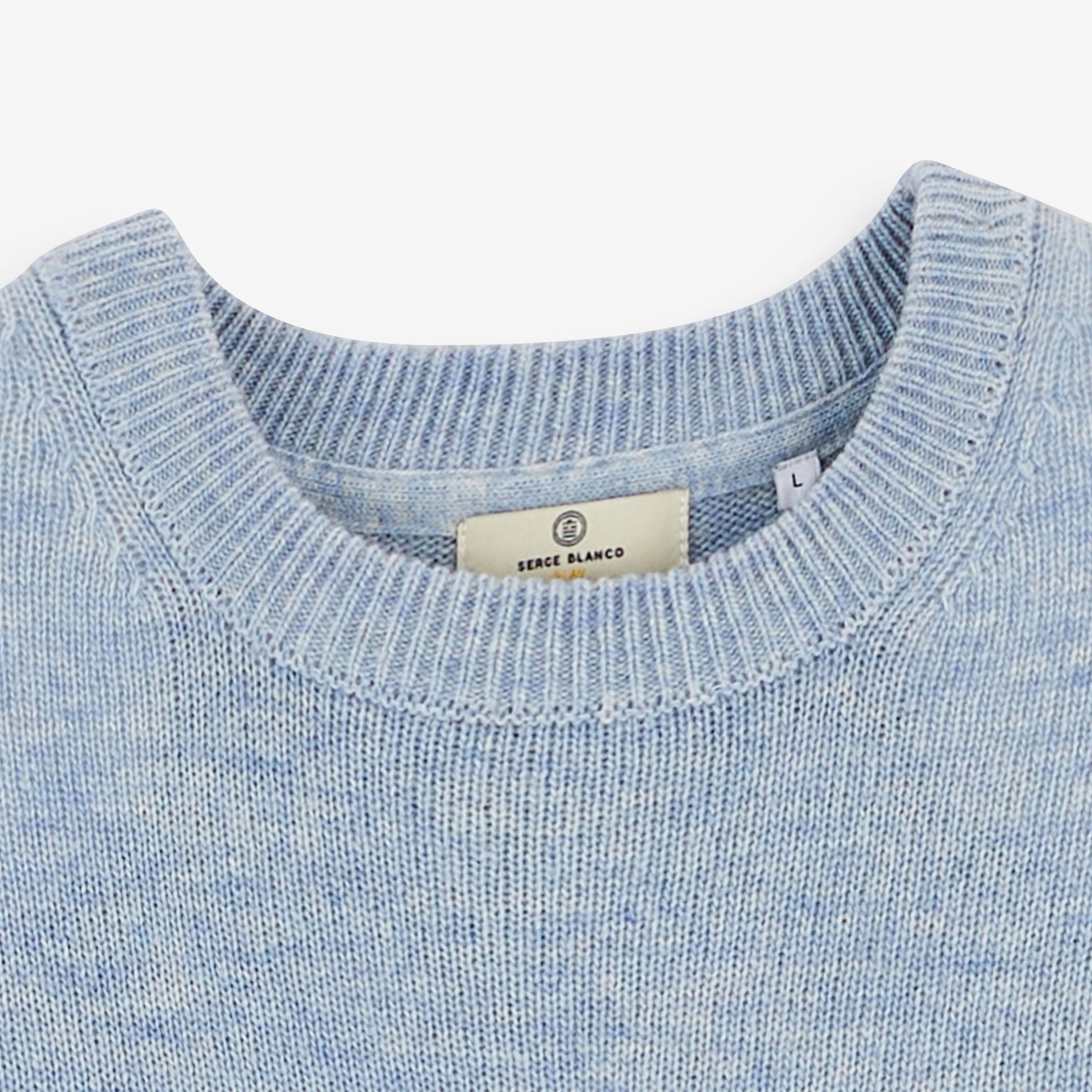 MADANI sky blue wool crew-neck sweater sbplay SERGE BLANCO Blue