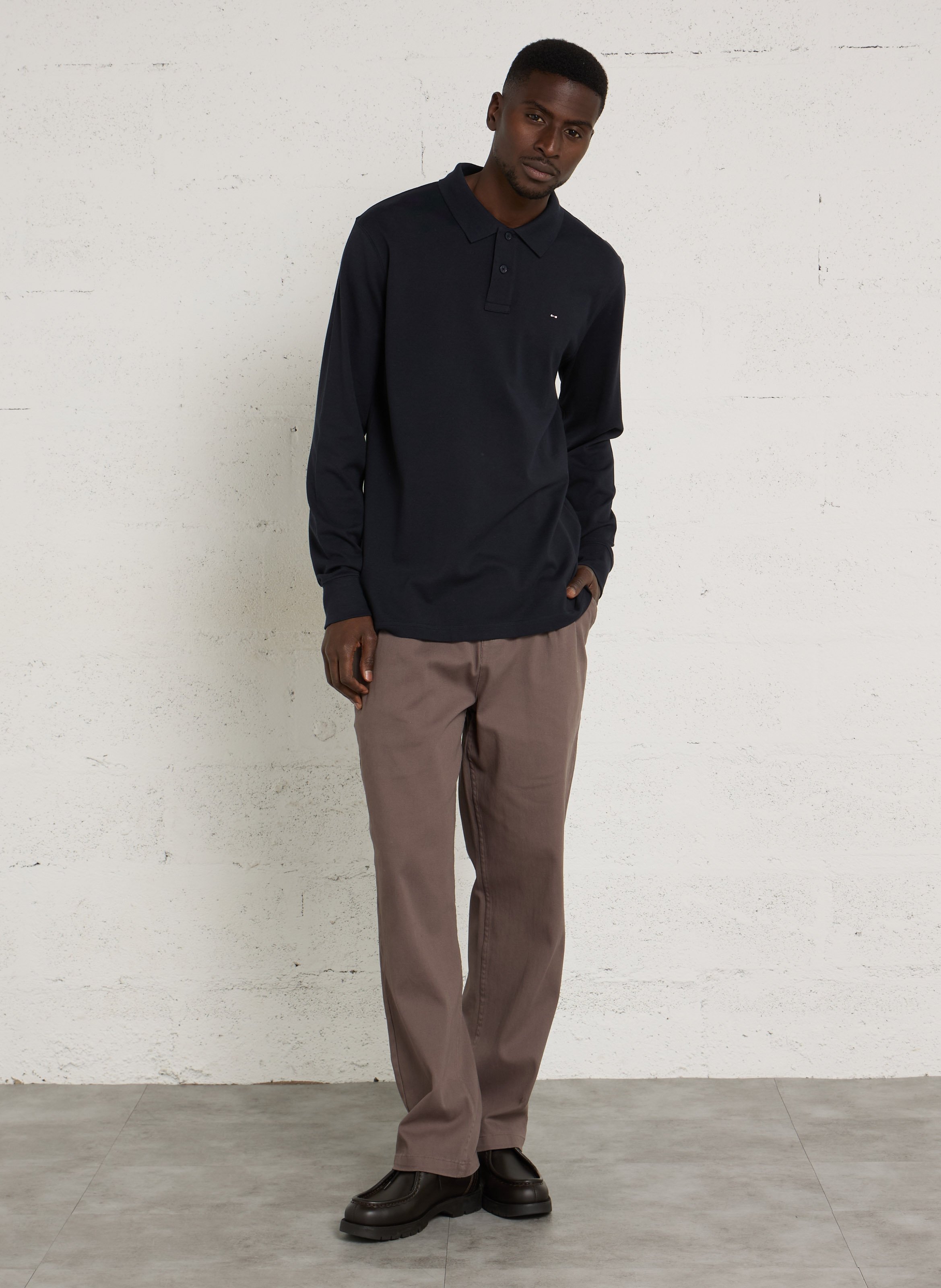 Langarm-Poloshirt aus Baumwolle EDEN PARK Blau