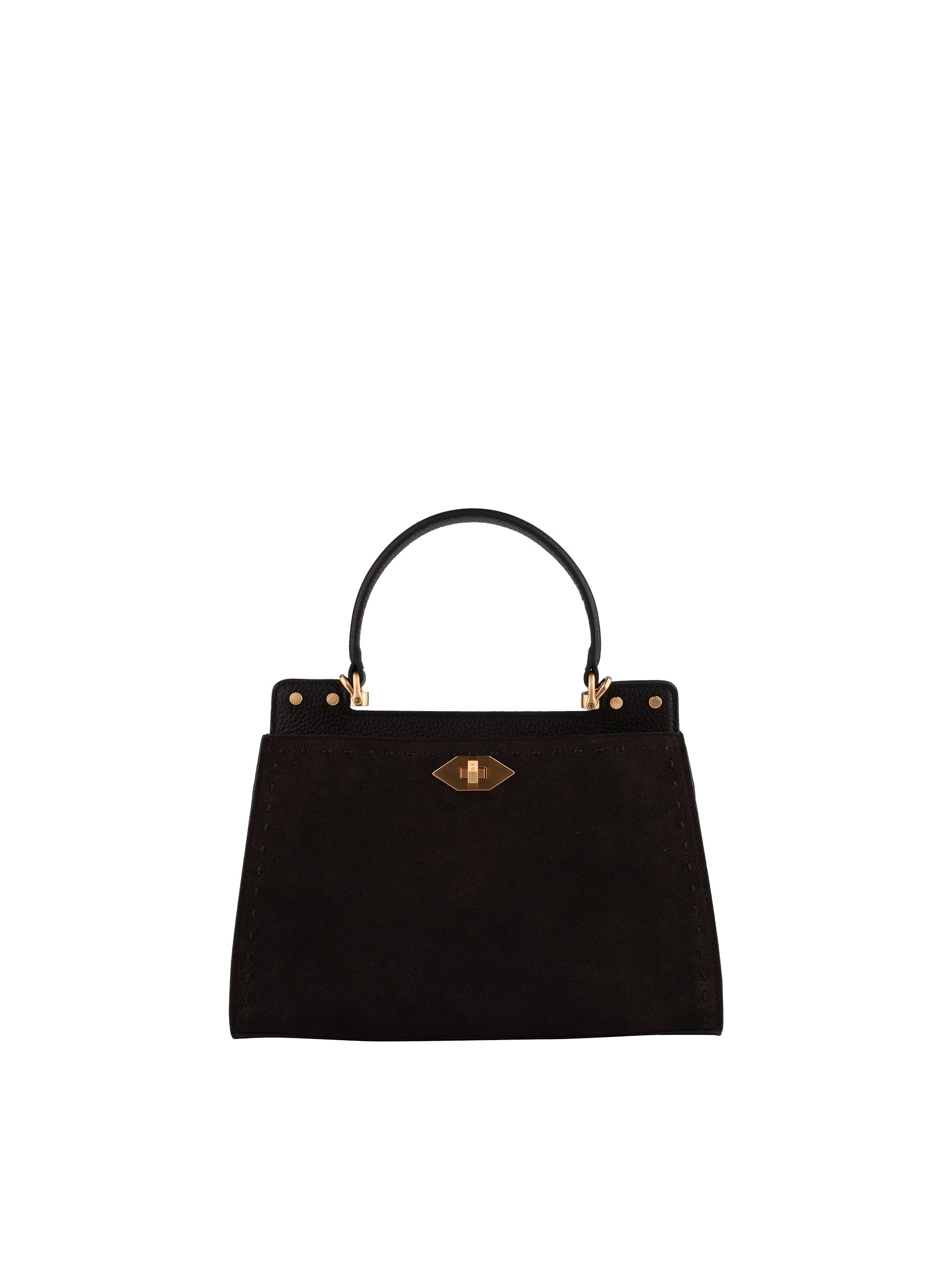 Cowhide leather handbag with a suede-effect finish POURCHET