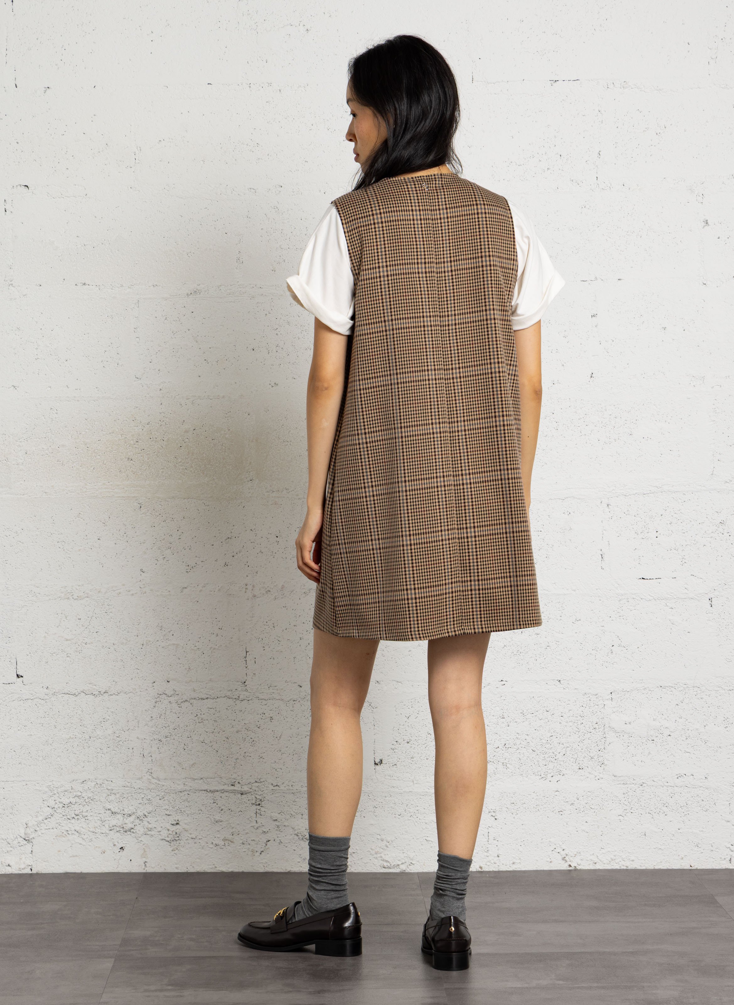 Short checked dress PLEASE Brown
