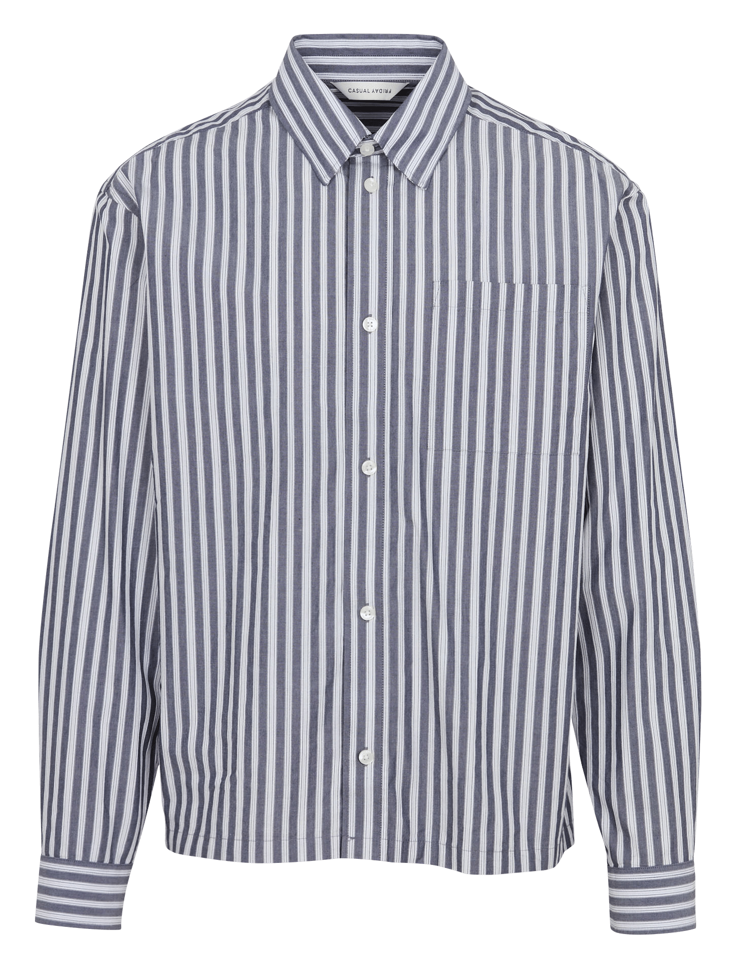 Gerade gestreiftes Hemd aus Baumwolle CASUAL FRIDAY Blau