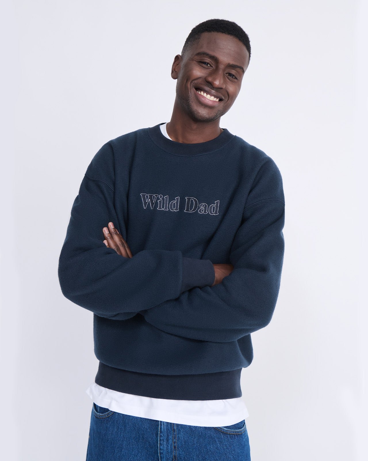 Embroidered Wild Dad Sweatshirt EMOI EMOI Blue