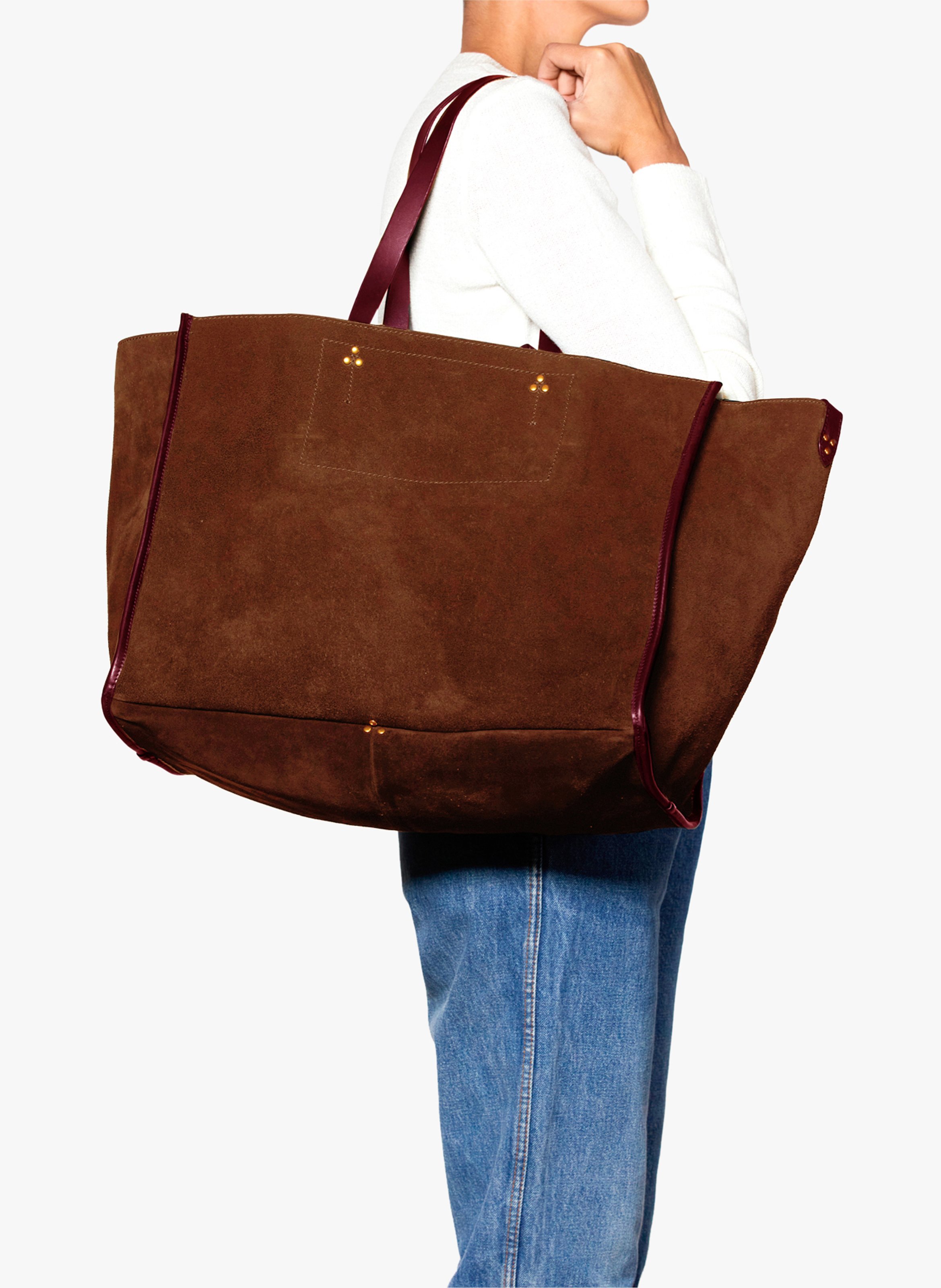 Sac cabas en cuir, porté main ou épaule Marron