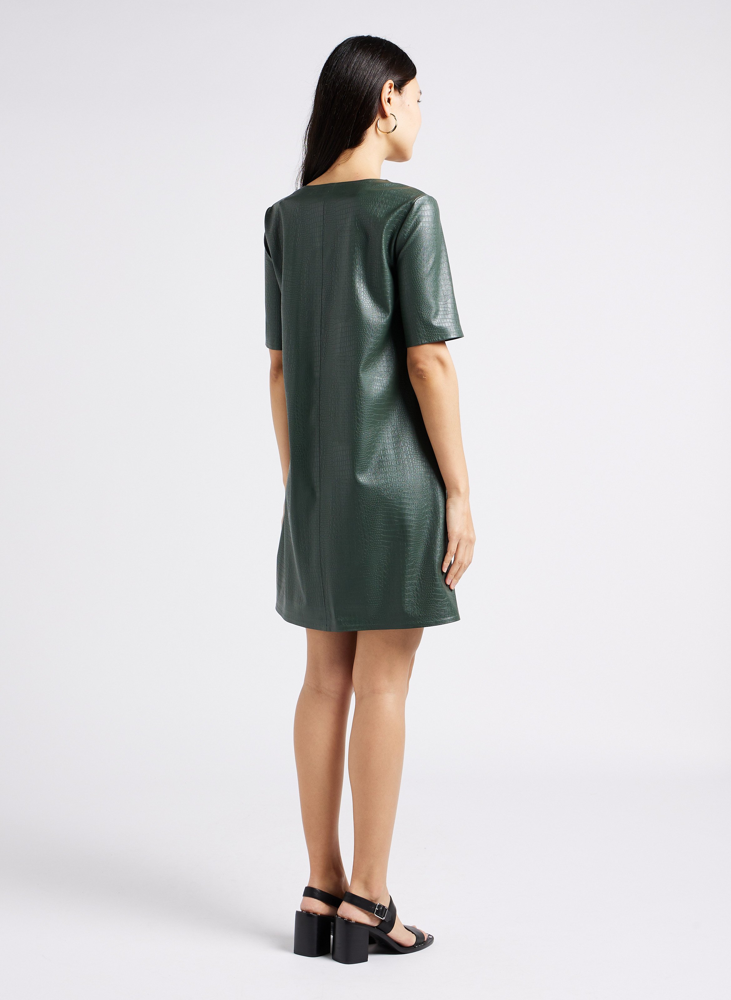 Crocodile-effect short straight dress MAX MARA LEISURE Green