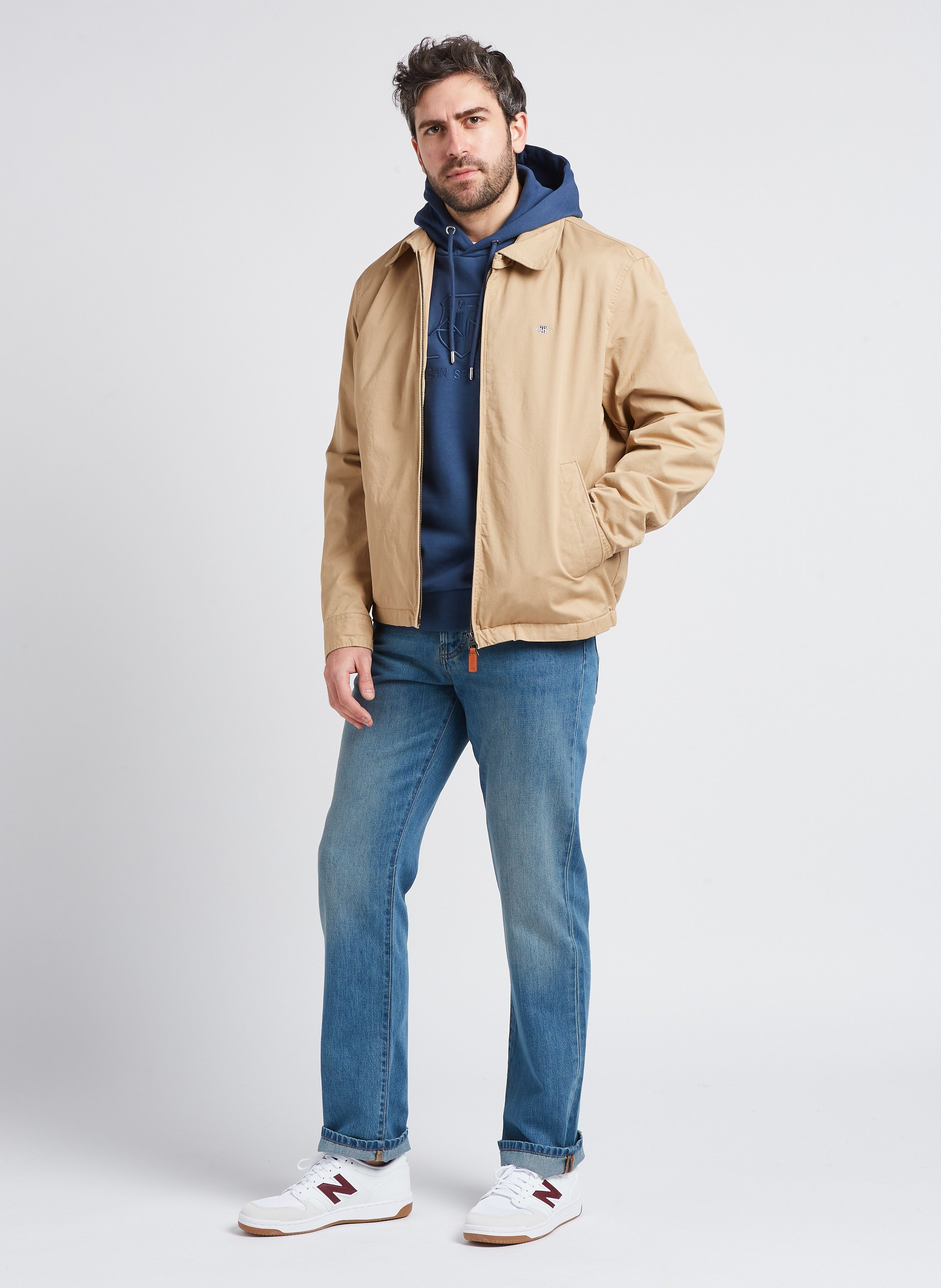 Coupe-vent droit brodé à col classique en coton GANT Kaki