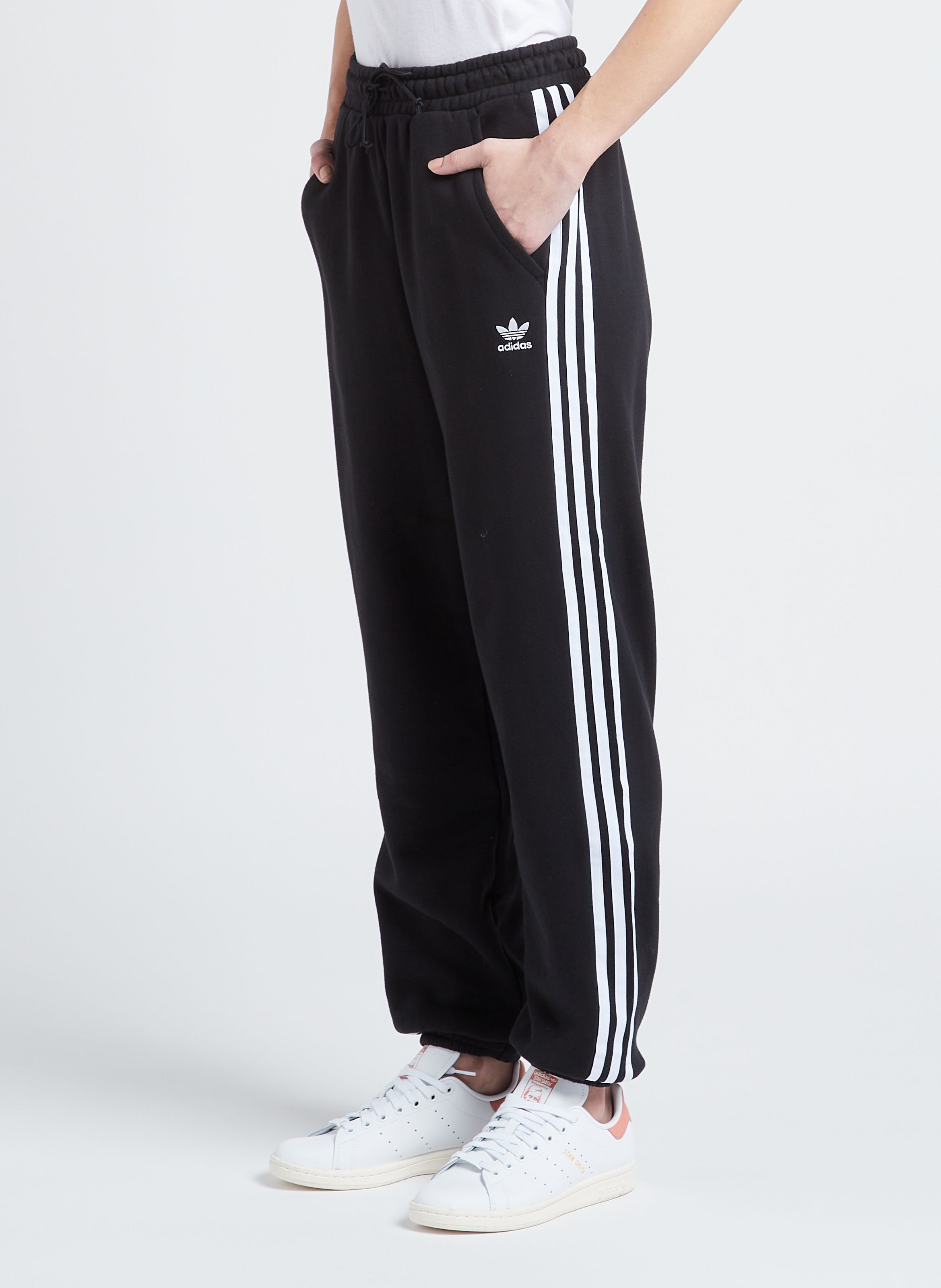 Pantalon De Jogging Droit En Coton Black Adidas Femme IB7457 BLACK BLACK Place des Tendances Suisse