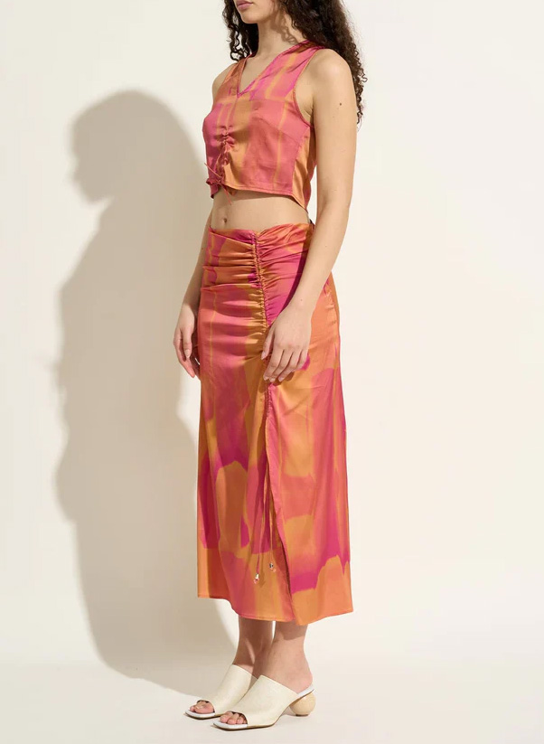 Jupe midi imprimée satinée FETE IMPERIALE Multicolore