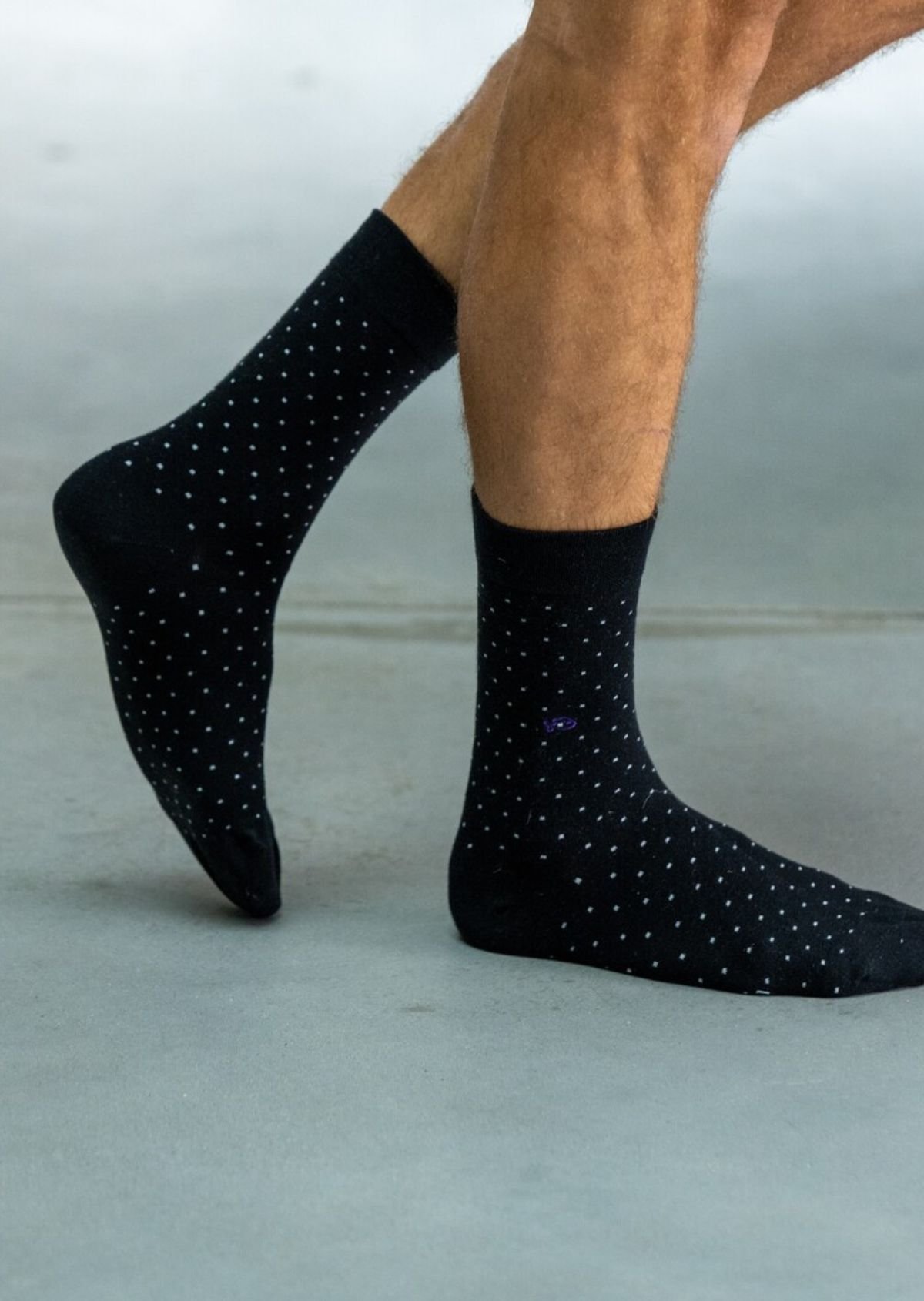 Combed cotton socks with polka dots BILLYBELT Black