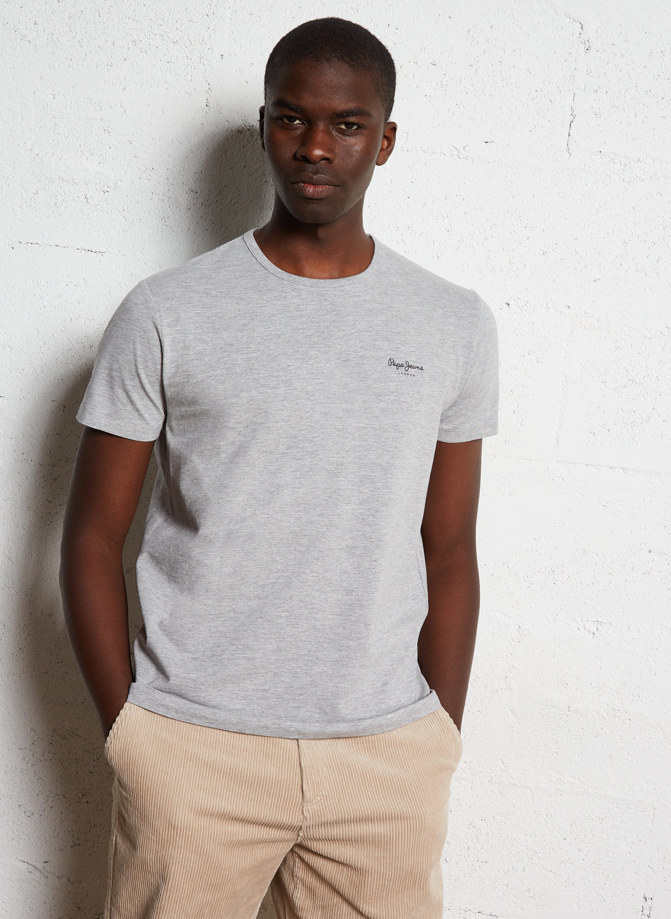 Straight t-shirt in blended cotton PEPE JEANS Grey