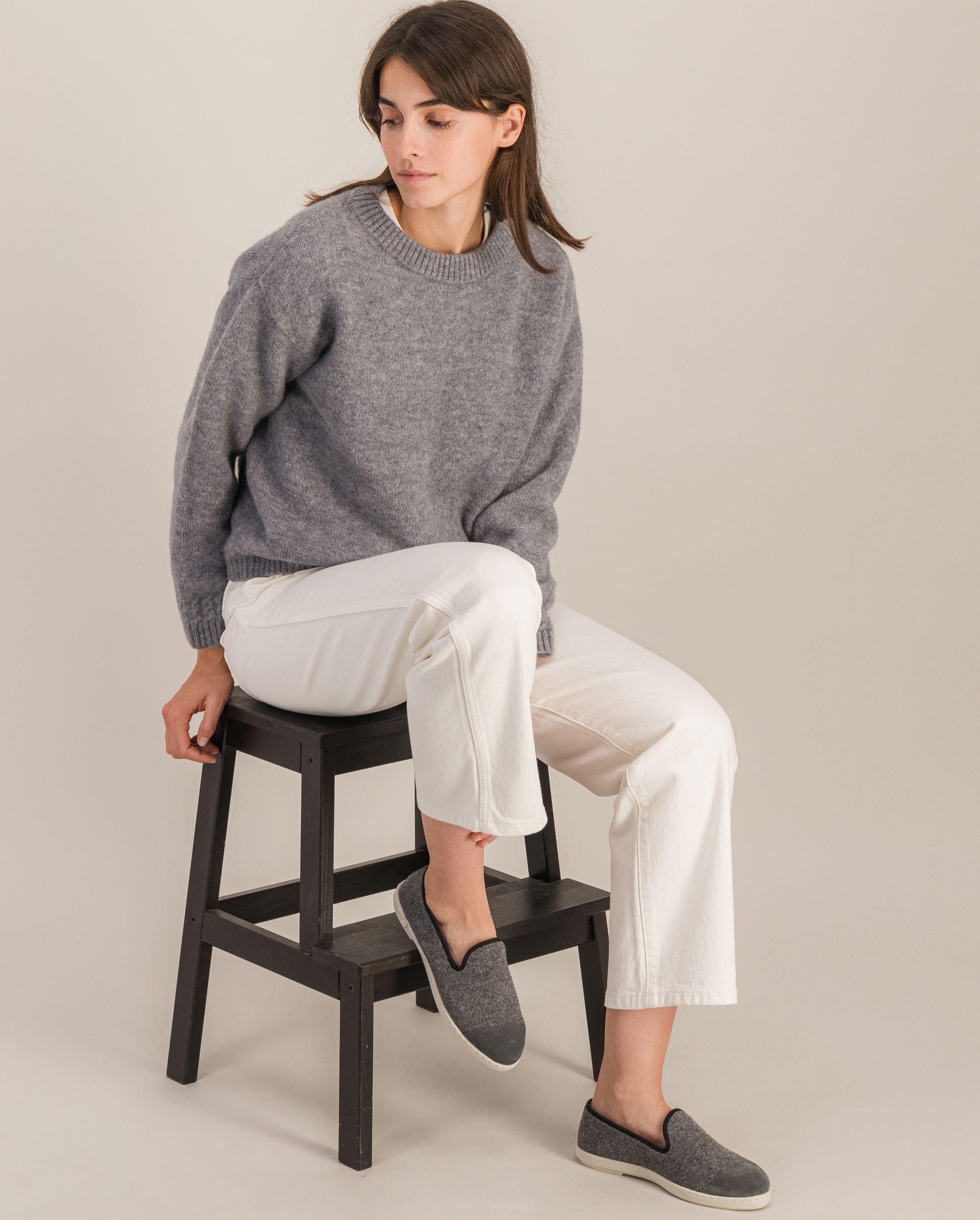 Women's wool slipper, gray black ANGARDE Grey