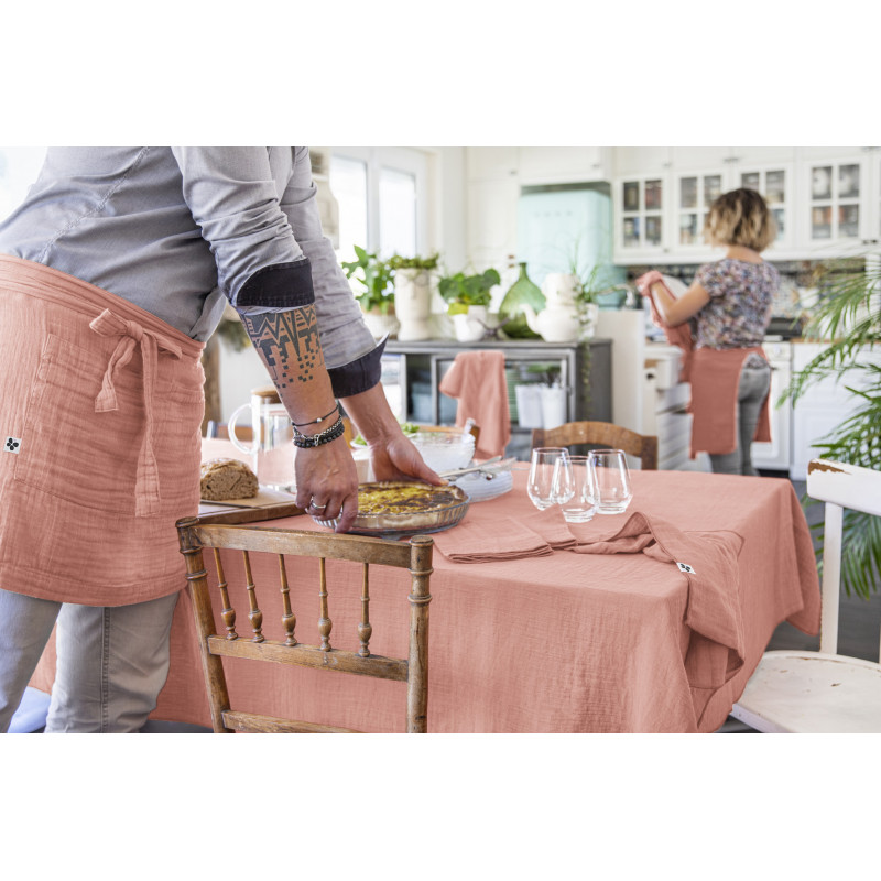 Cotton gauze tablecloth L'EFFET PAPILLON Pink
