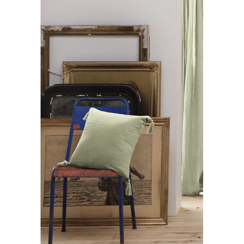 Coussin déco déhoussable 100% coton L'EFFET PAPILLON Vert