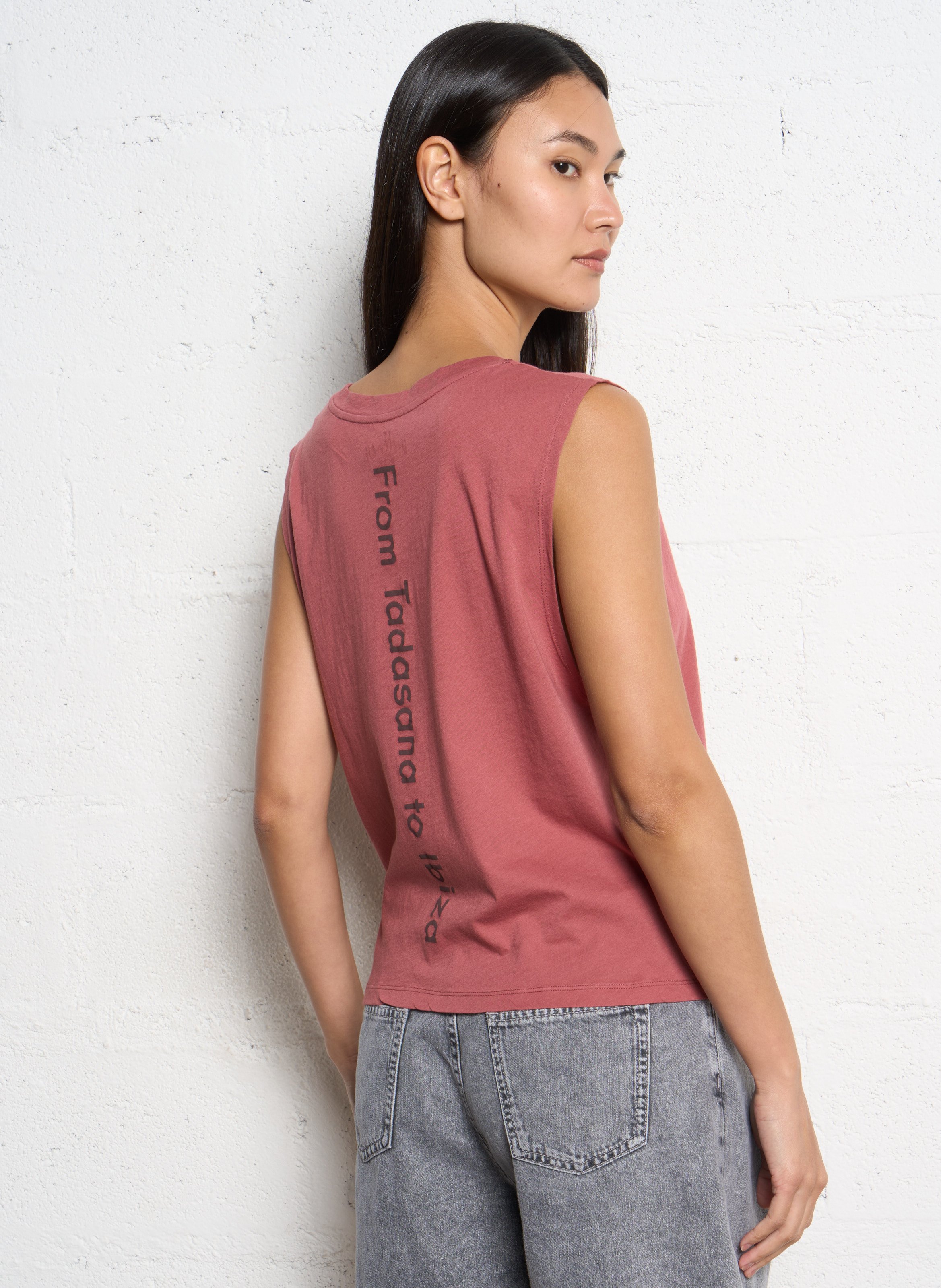 Tee-shirt sans manches en coton BA&SH Rose