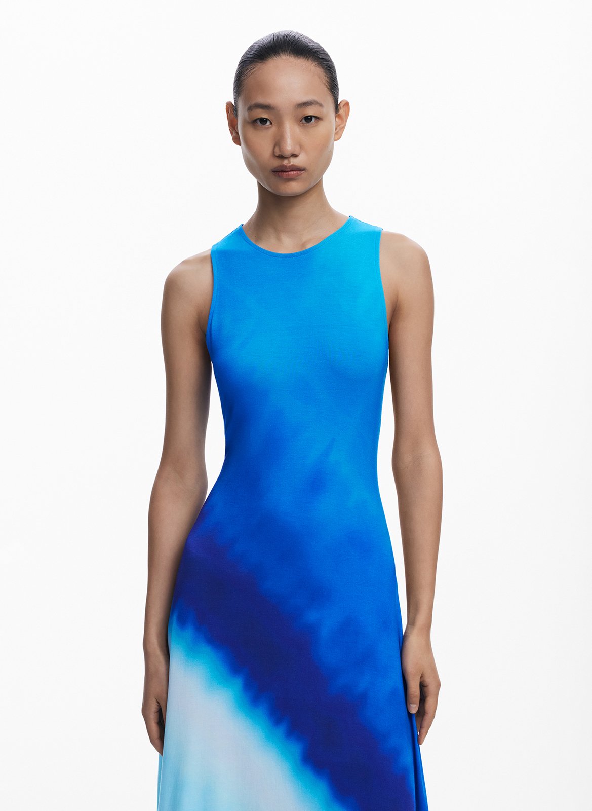 Vestito midi a collo tondo tie and dye DESIGUAL Blu