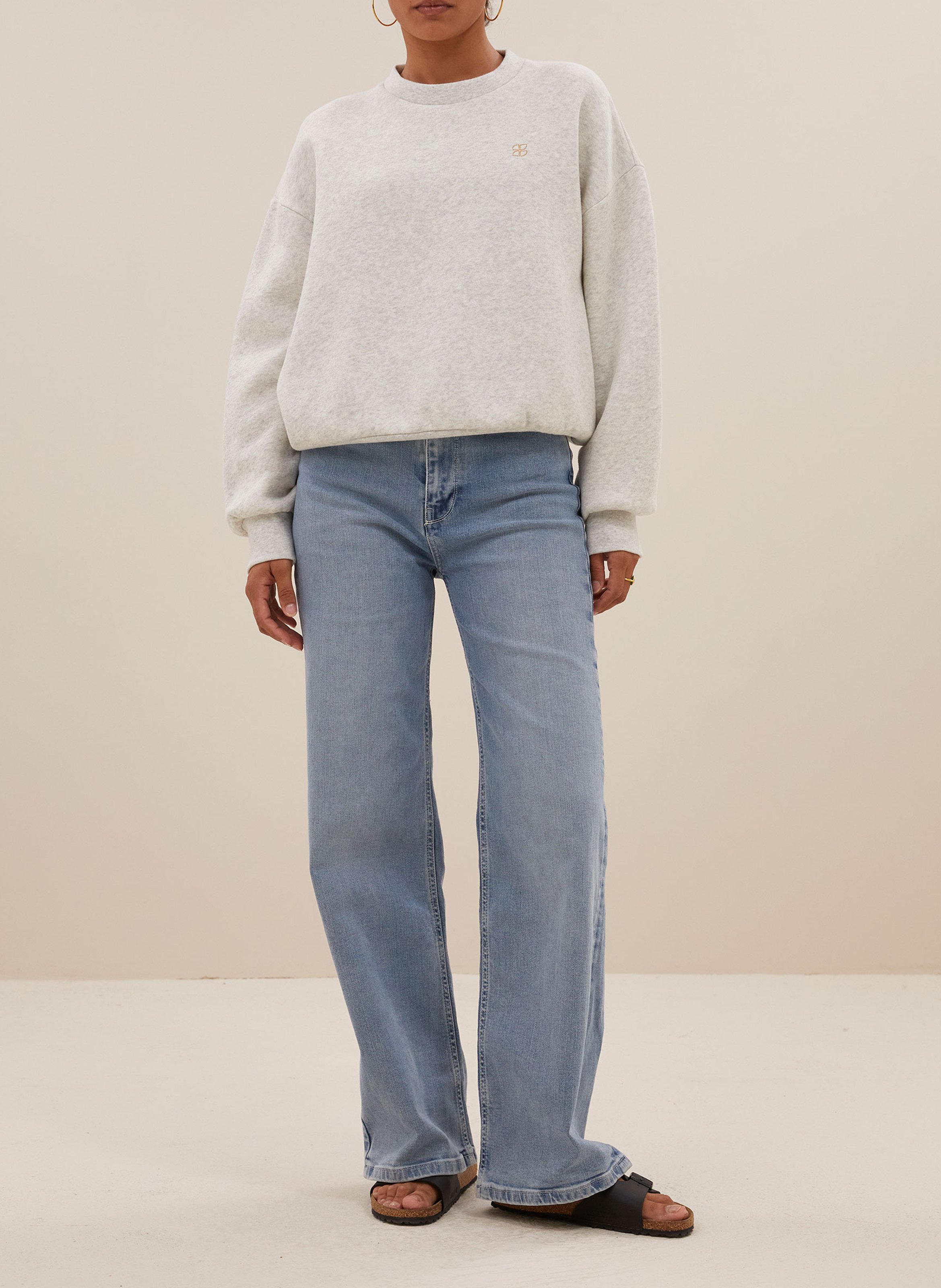 Rechte sweater van biologisch katoen BY BAR Grijs