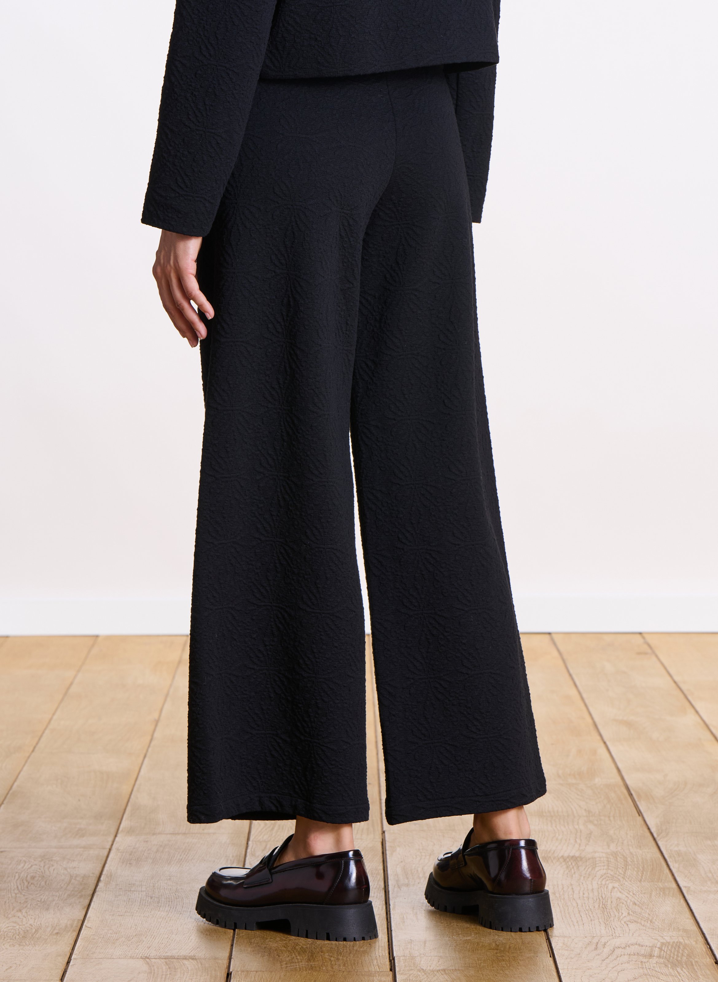 Textured wide-leg pants LA FEE MARABOUTEE Black